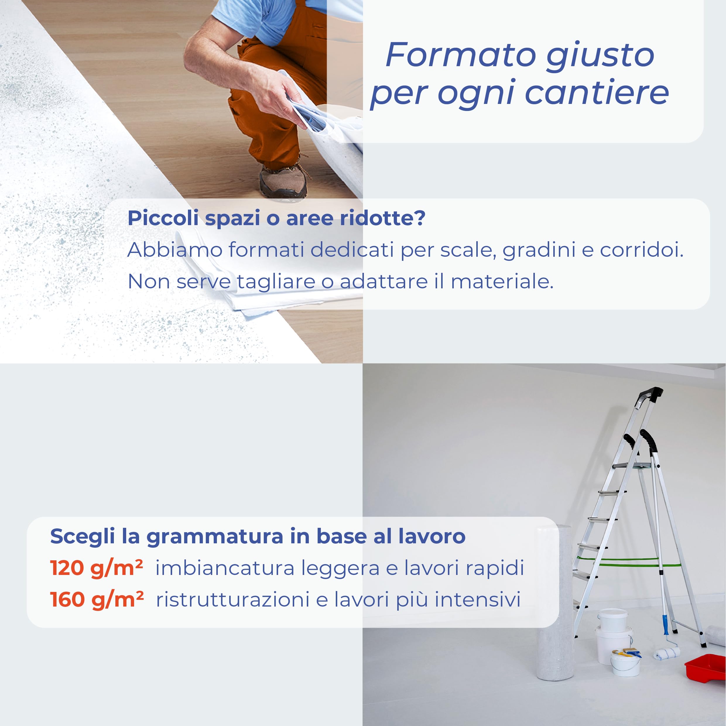 Protection de sol en feutre auto-adhésif | Couverture temporaire pour rénovation et peinture | Antidérapant et imperméable pour parquet, carrelage, grès | 1 m x 25 m (160 gr)