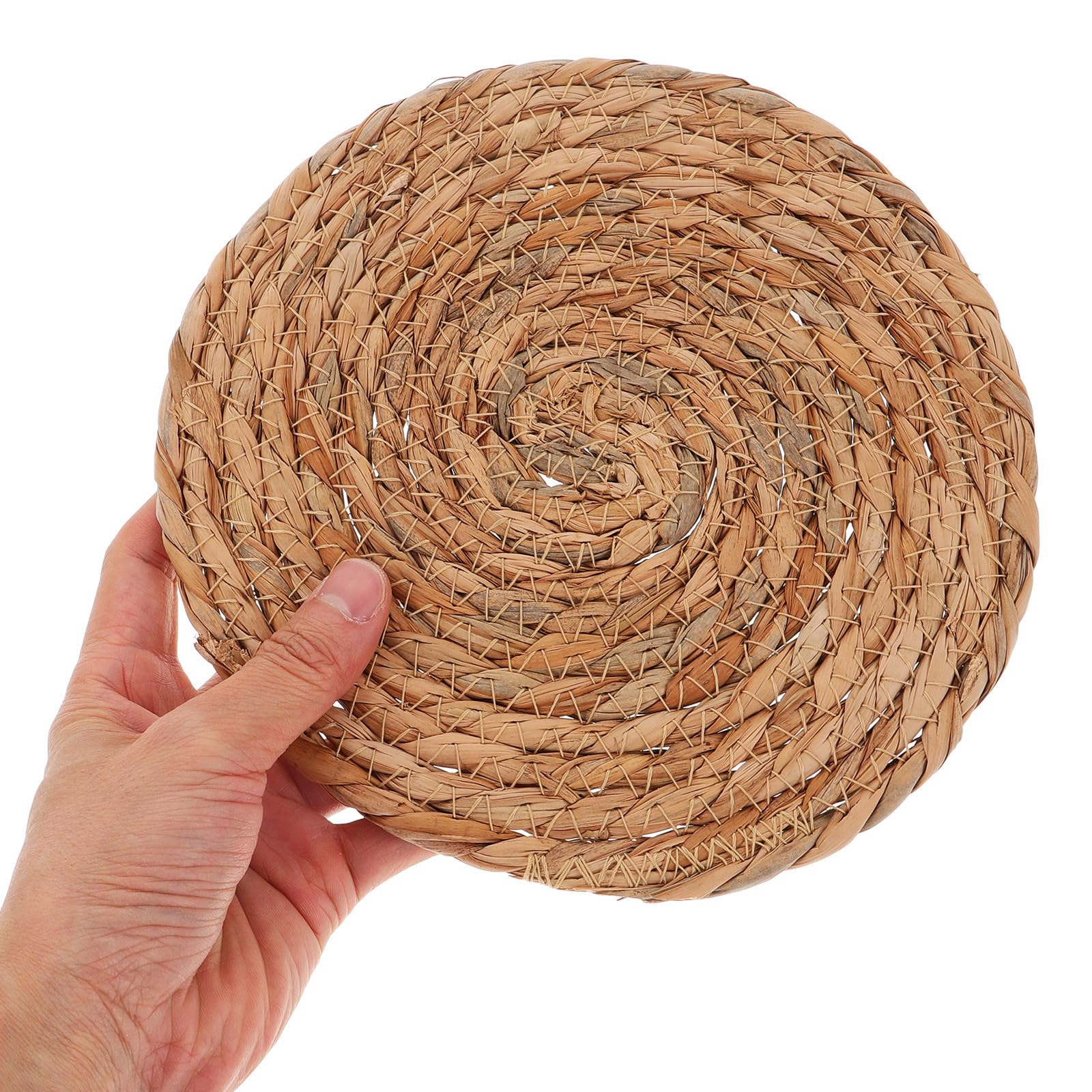 Posavasos de paja con aislamiento térmico, 4 alfombrillas redondas antideslizantes para juegos de té y mesas de comedor, protección perfecta de mesa y decoración