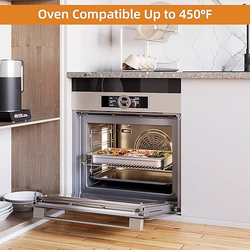 Miniatura 6 de Paquete de 6 bandejas de mesa de vapor de tamaño completo para hotel, certificado NSF con tapa Sartén de alimentos de acero inoxidable comercial de