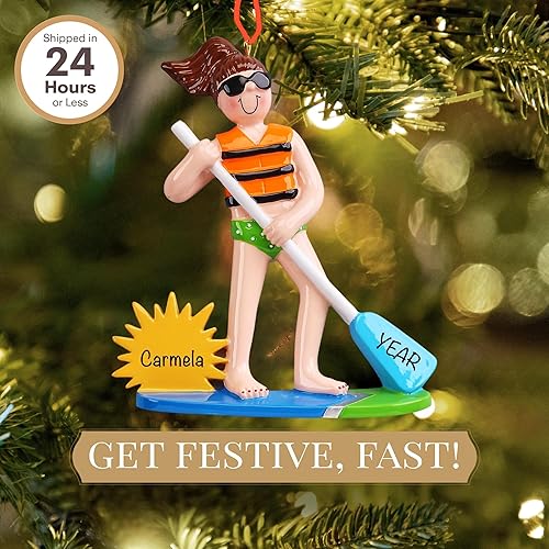 Miniatura 2 de Adorno personalizado de tabla de remo 2025 Personalización gratuita las 24 horas Adornos de Navidad deportivos grabados con láser para árbol