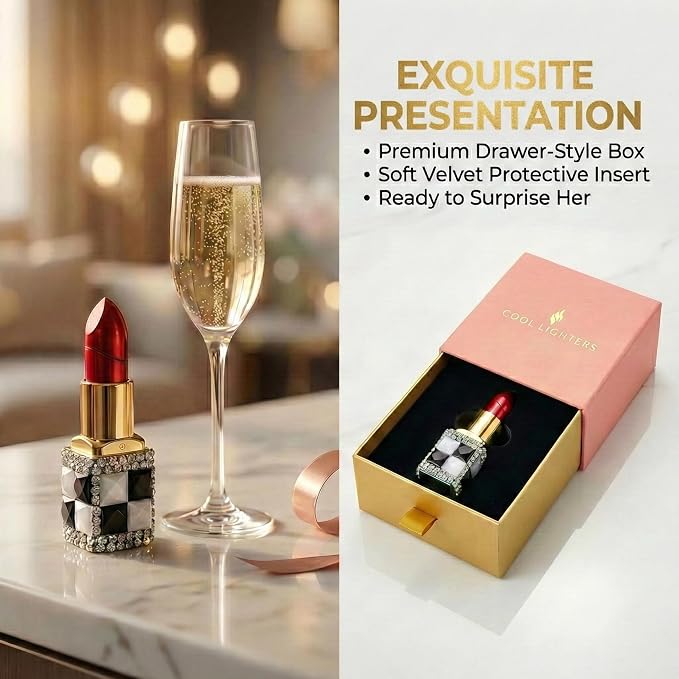 Encendedor elegante con diseño de lápiz labial 3x1x1 pulg miniatura 5