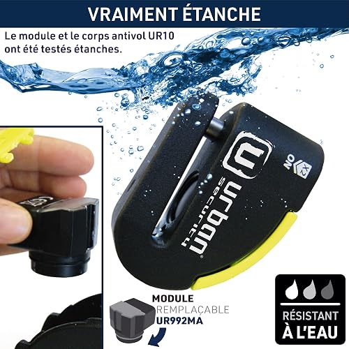 URBAN UR10 Antivol Moto Homologué SRA, Bloque Disque avec Alarme Intelligente | 120dB, LED, Warning, Sensibilité A+, X2 ON | Serrure Haute Sécurité, Bloc Double Verrouillage ø10mm, Acier Endurci - 5