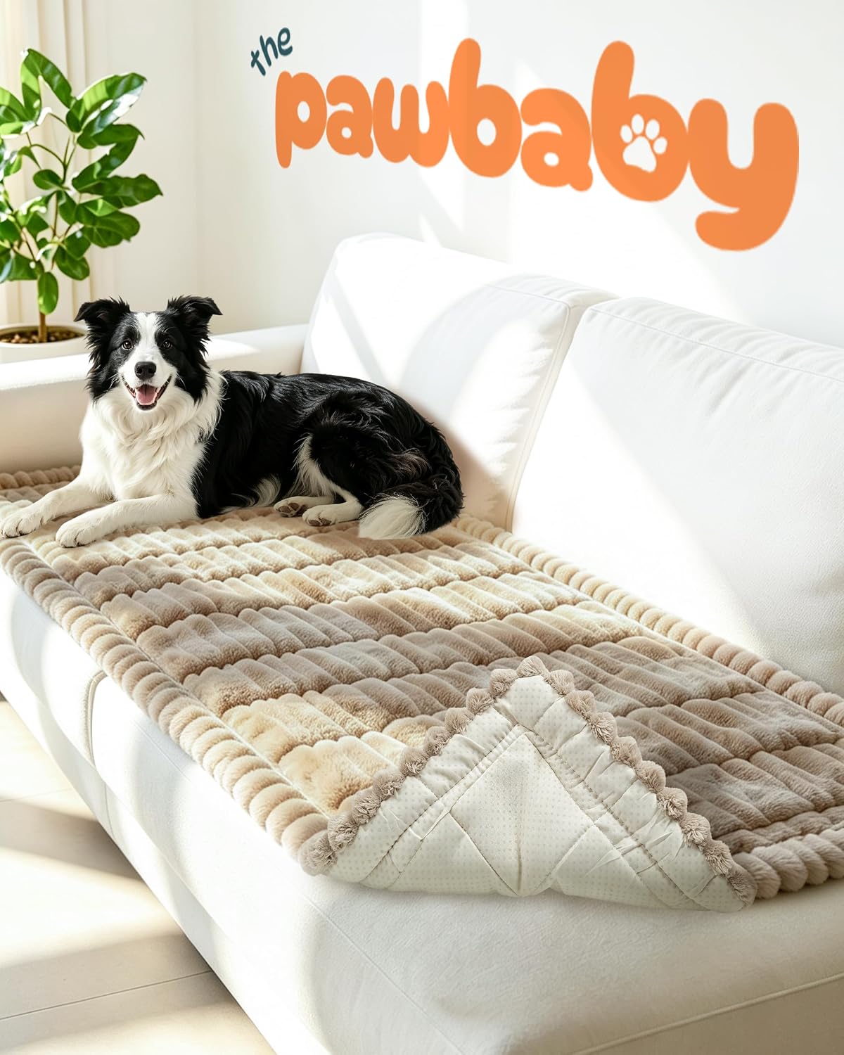 Couch Cover, Non-Slip Plush Pet Couch Cover, Thick Flannel Washable Sofa Protector Anti-Scratch, Clean & Stylish, Against Fur, Dirt, Daily Mess for Sectional Sofa (Khaki, 24"x47")