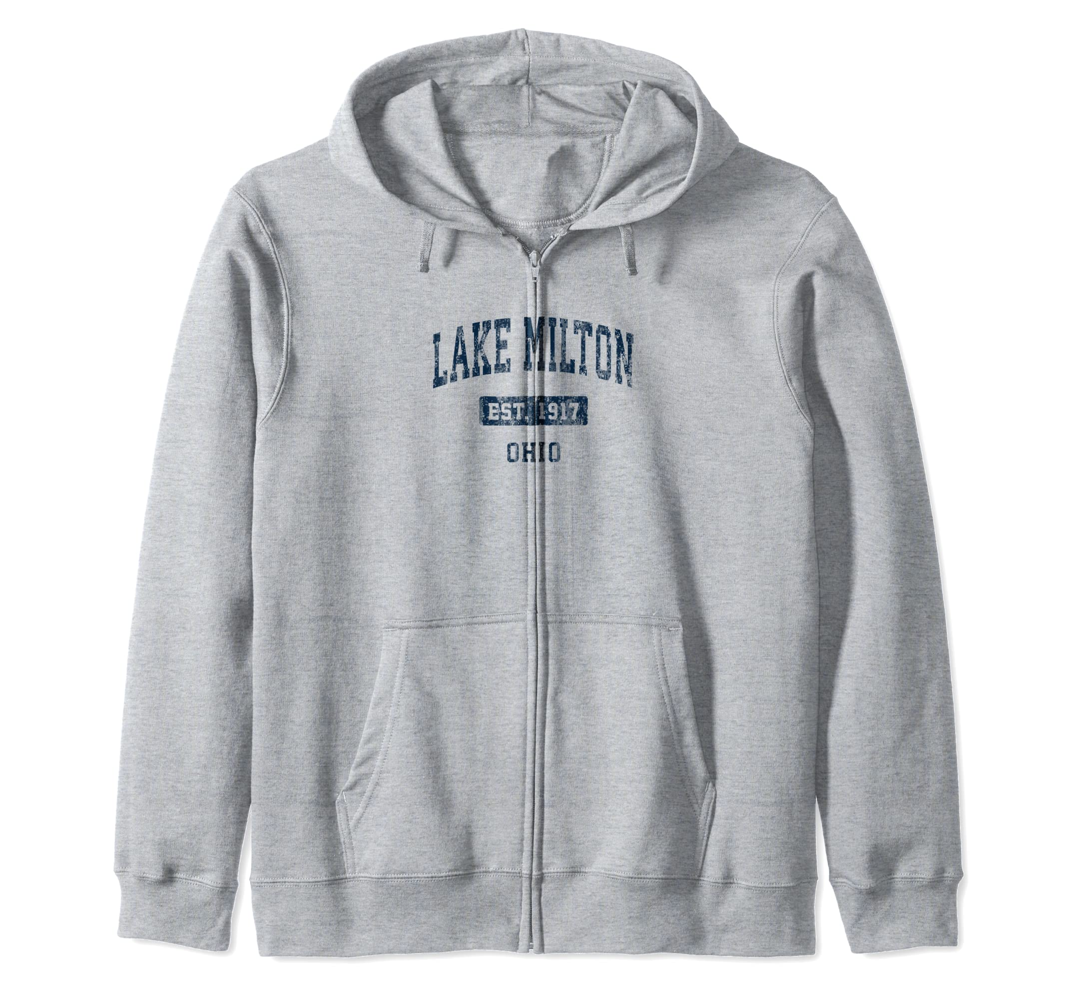 Lake Milton Ohio OH Vintage Sports Established Navy Design Zip Hoodie