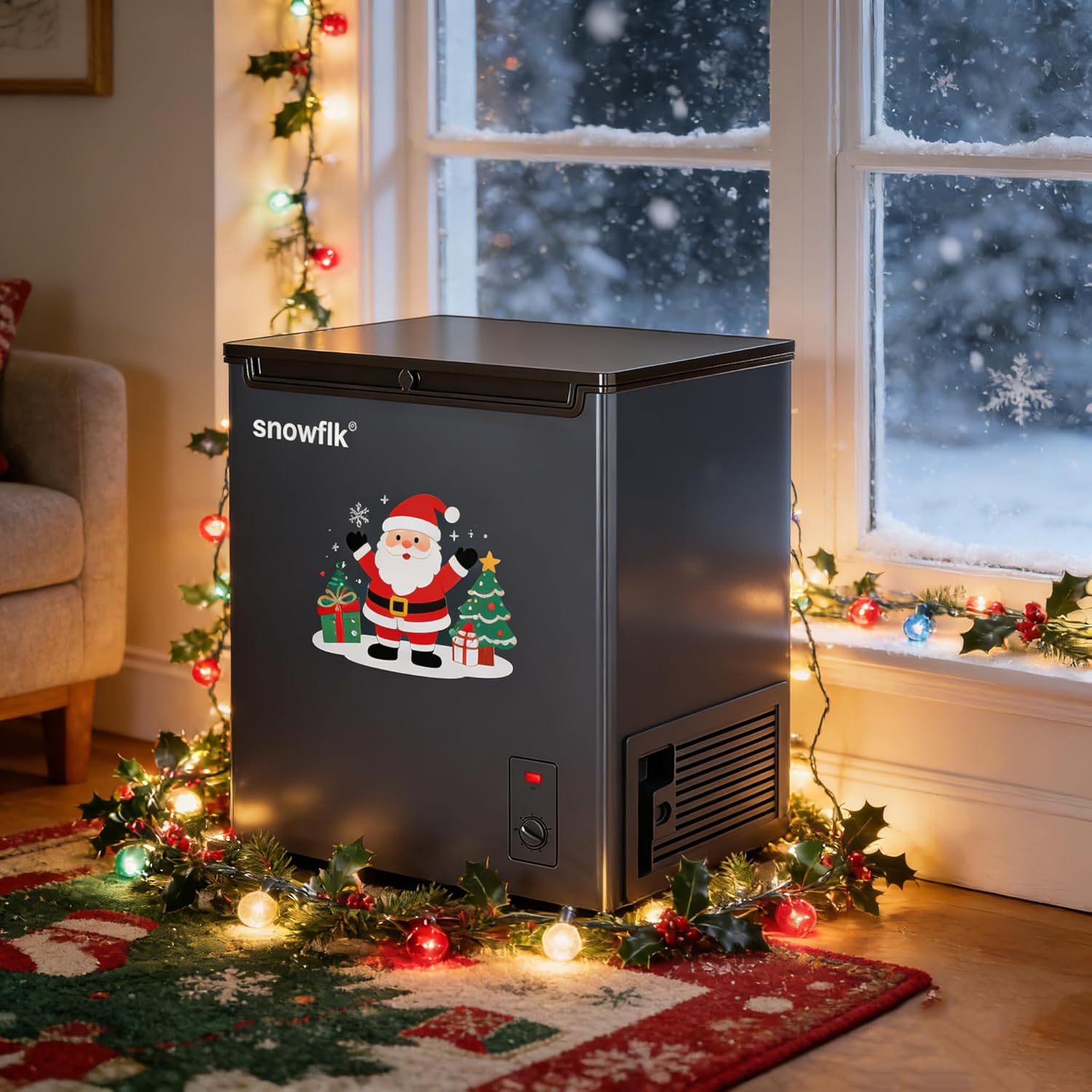 7.0 Cubic Feet Chest Freezer with 2 Removable Baskets Free Standing Top Open Door Compact Deep Freezer with Adjustable Temperature for Home/Kitchen/Office/Bar (3.5 Cubic Feet, Black)
