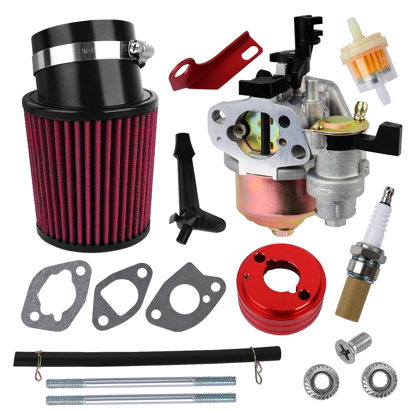 Racing Upgraded Carburetor Filter adapter Kit for Coleman CT200U CT200U-EX BT200X KT196 Predator 196cc 212cc 224cc Honda GX160 GX200 5.5HP 6.5HP Baja HT65 WR6 Mini Bike Go Karts 60363 69730