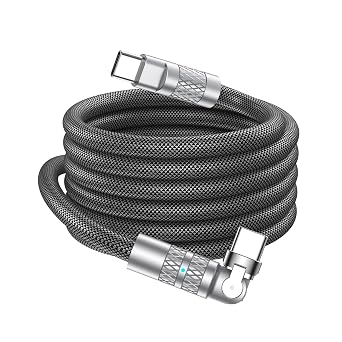 Muuto USB C to USB C Cable, 6.6FT 60W Fast Charging, Rotating Right Angle | Braided Type C Cable, With LED Light, 180 Rotating, for Gaming & Video Watching,Compatible for iPhone 17,16,15,MacBook