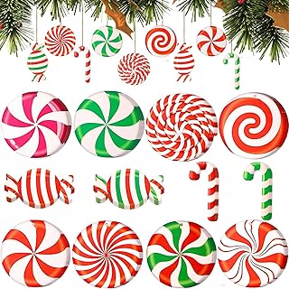 AxiyanX Shatterproof Candy Cane Christmas Ornaments, 36Pcs Wooden Xmas Tree Decor with Red Green striped colour, Non-Breakable Holiday Hanging Decorations for Christmas Tree & Home Party Supplies (36)