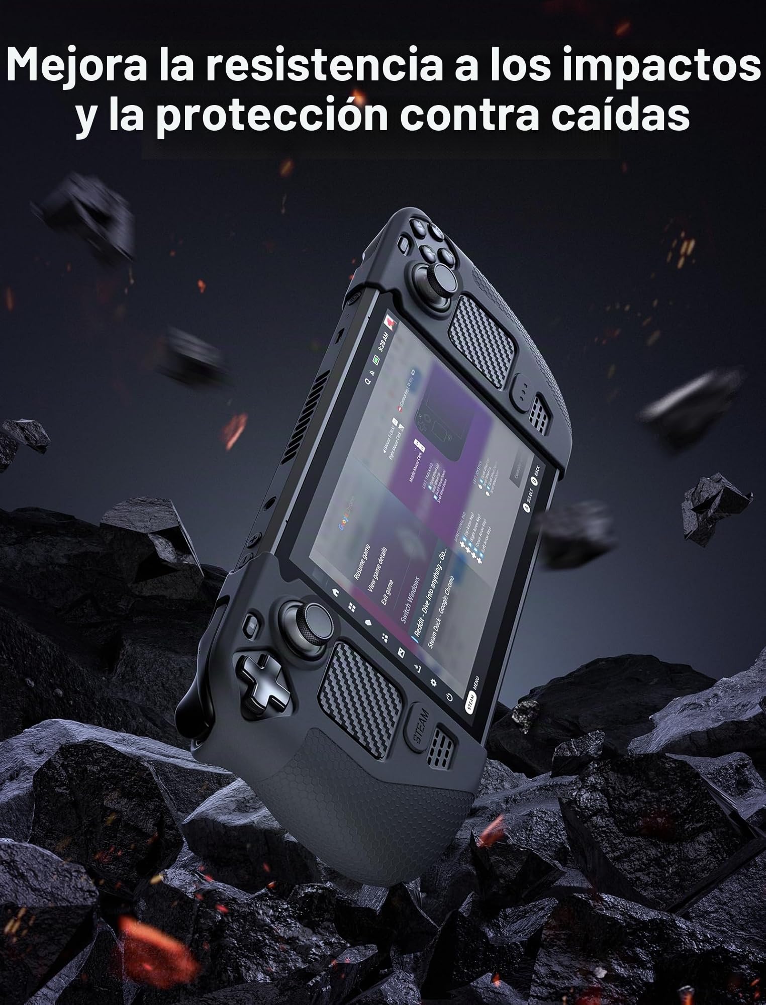 JSAUX Funda protectora de silicona compatible con Steam Deck, Steam Deck GripSkin, GripArmor Juego de fundas de silicona (una izquierda y otra derecha) - GP0016 Negro