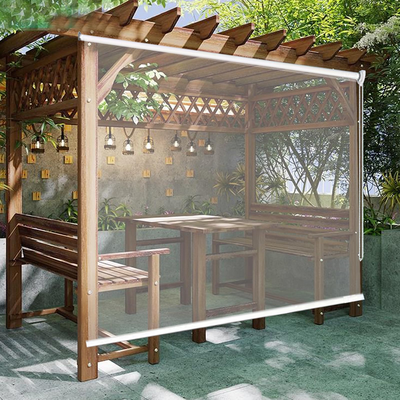 Przezroczysty, wodoodporny zwijany klosz na zewnątrz, balkon i patio - przezroczyste rolety z izolacją cieplną i ochroną przed słońcem, łatwe do czyszczenia, zasłony zewnętrzne (szer. 120 x wys. 280