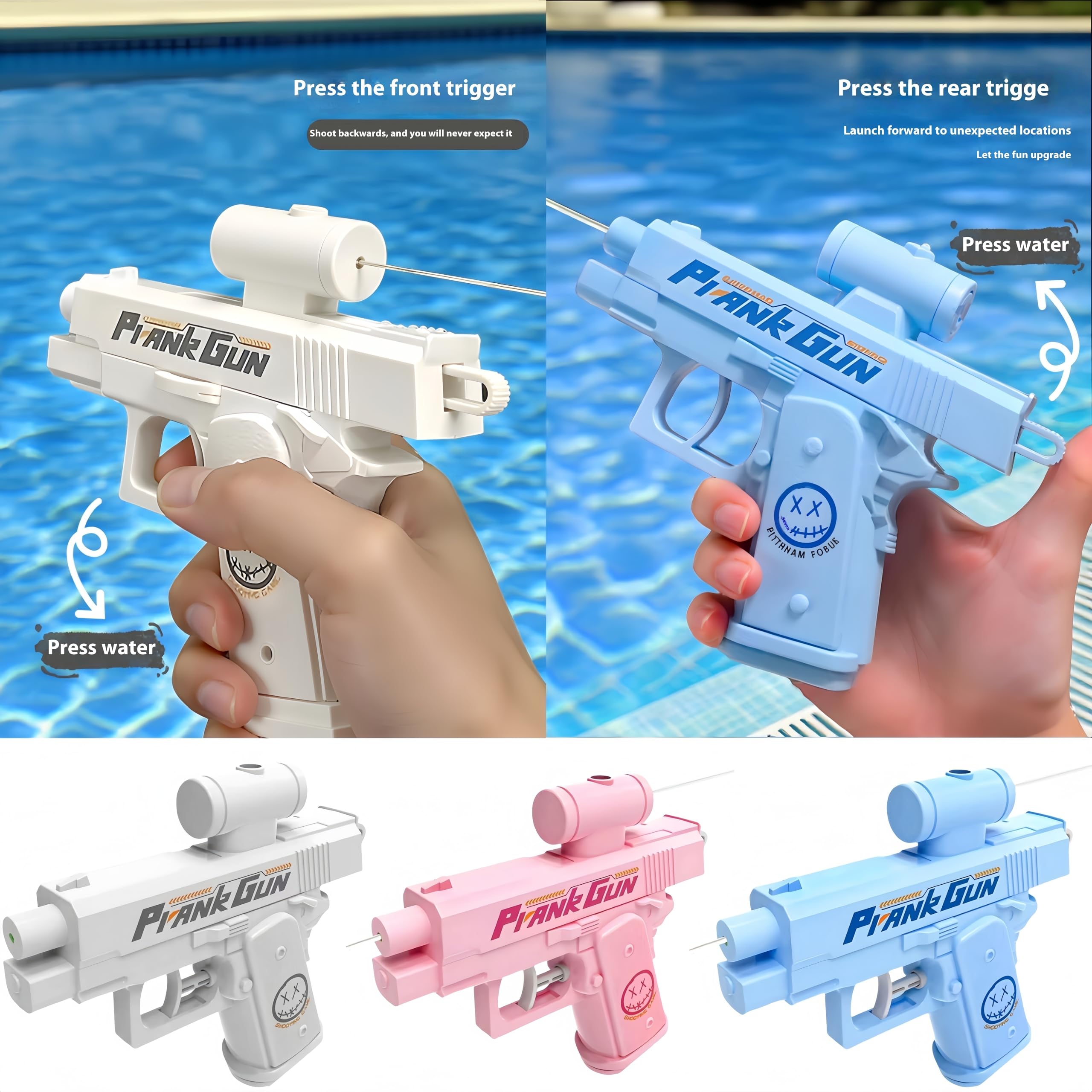 2 Pistole Ad Acqua Scherzo Two-Way | Spruzzano Anteriore E Posteriore | Divertimento Per Feste E Battaglie In Piscina - 5