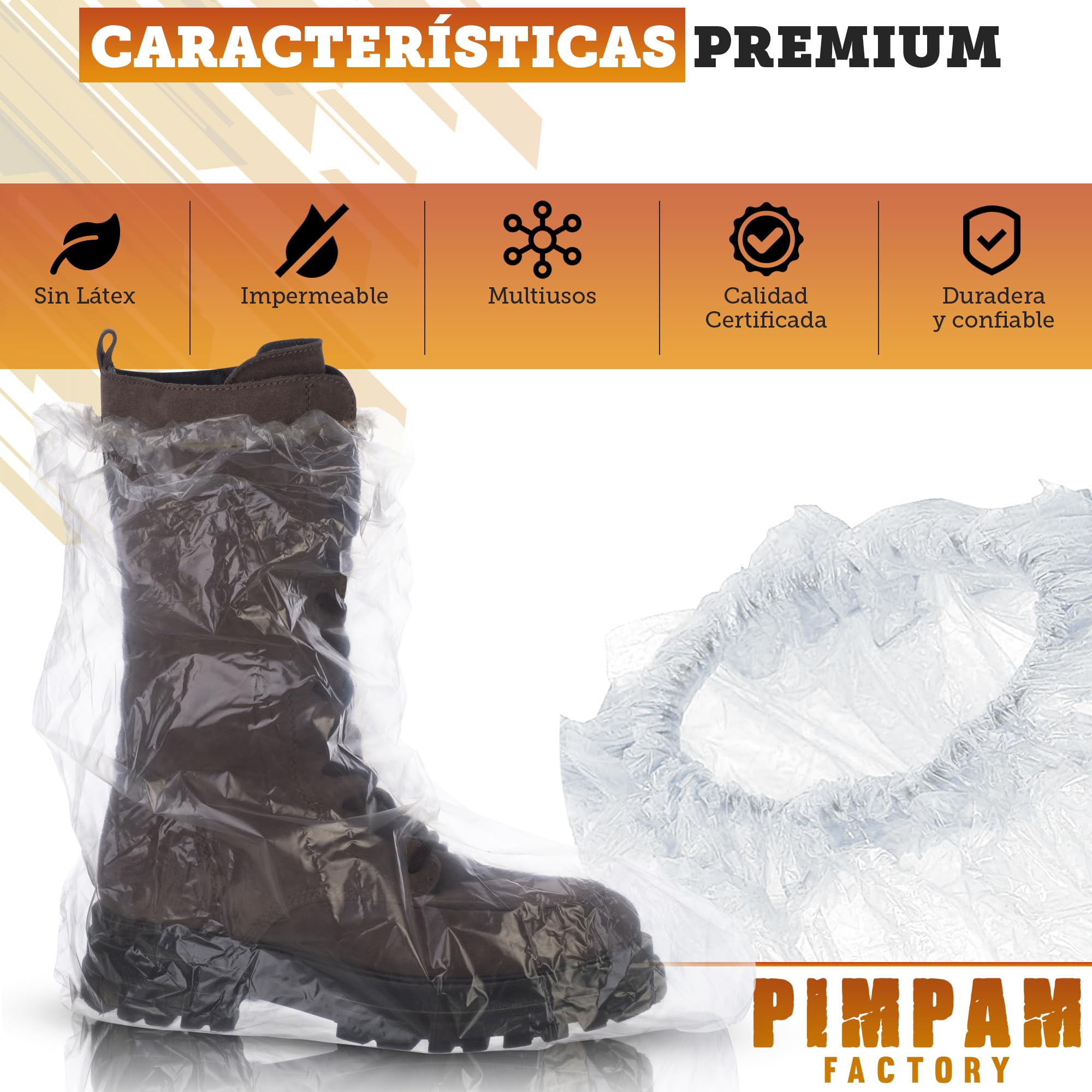 PimPam Factory Lot de 50 couvre-bottes imperméables réglables et résistants en plastique transparent pour homme et femme Certifié ISO