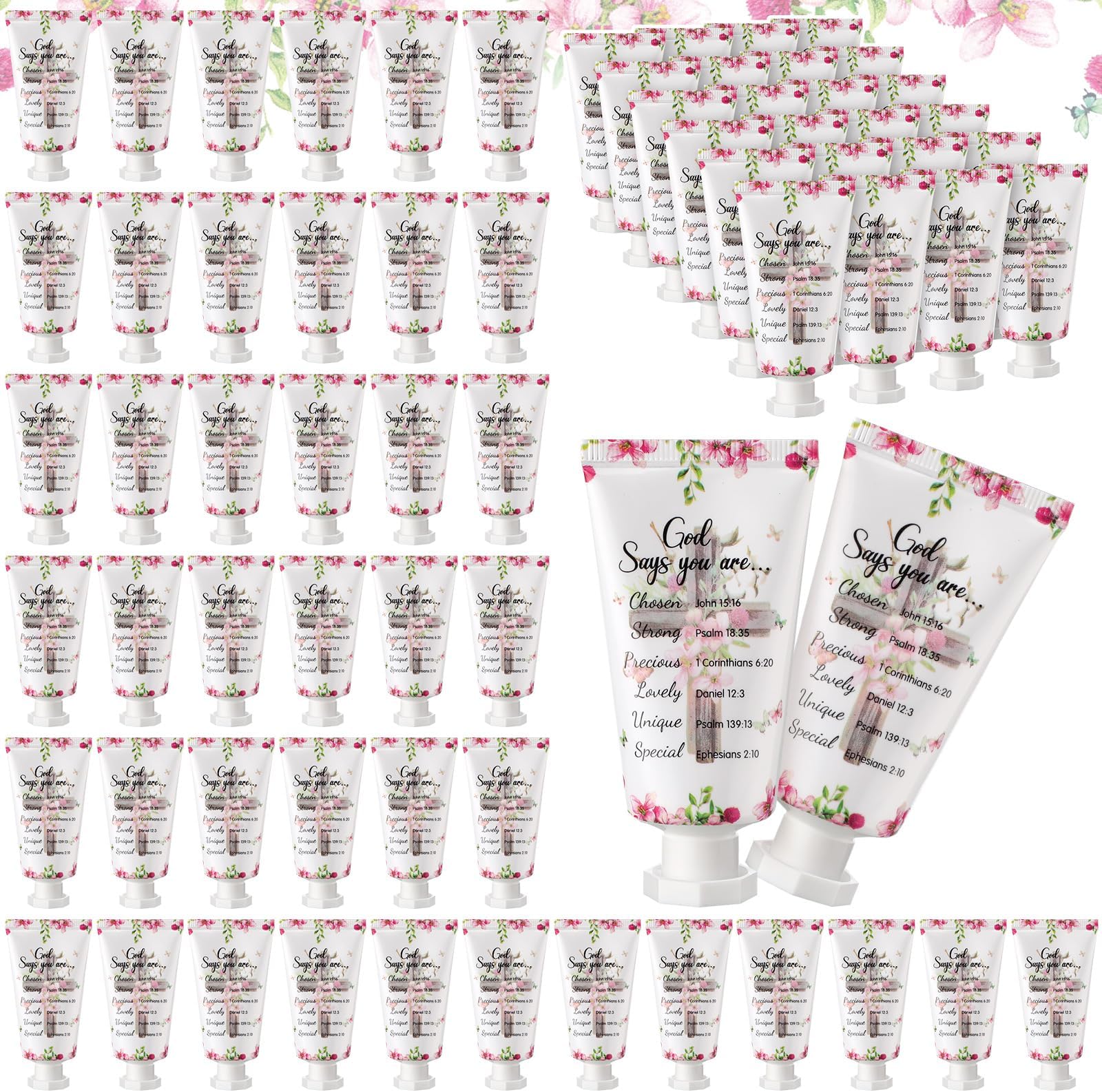 50 Pack Christian Hand Lotion Bulk Gifts for Women Mother Day Bible Mini Travel Hand Lotion Bulk for Stocking Stuffers Gifts Women Church Appreciation Teachers Coworkers(Classic)