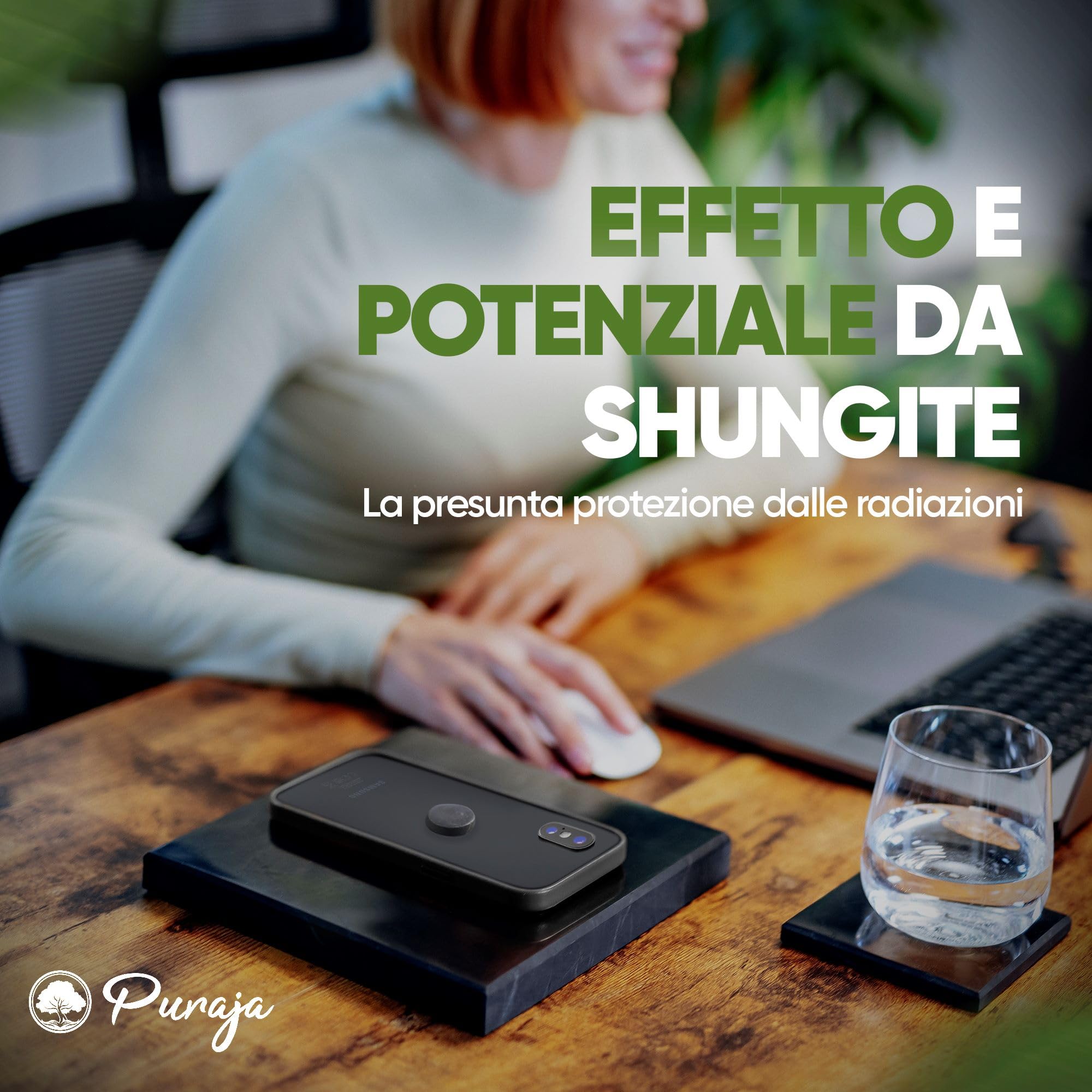 PURAJA Adesivo di shungite | Blocco EMF per telefoni cellulari, smartphone, tablet e laptop | Adesivo di shungite con certificato originale dalla Carelia