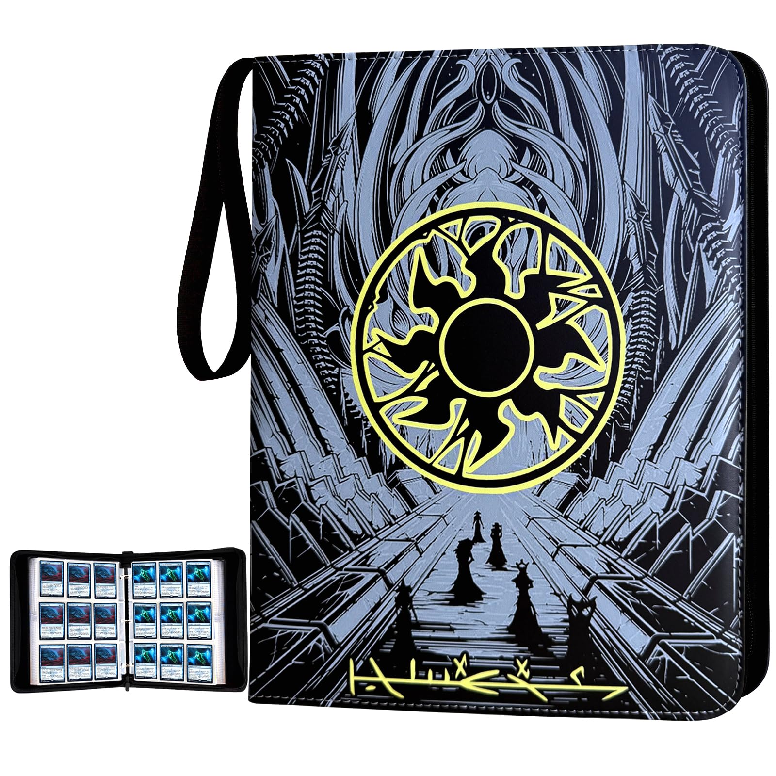 MTGPRO 9 Pocket Card Binder, 720 Double Sided Pocket Trading Card Binder, Premium PU Card Collector Album,Card Folder for MTG/YGO/PTCG/Game Cards(Yellow)
