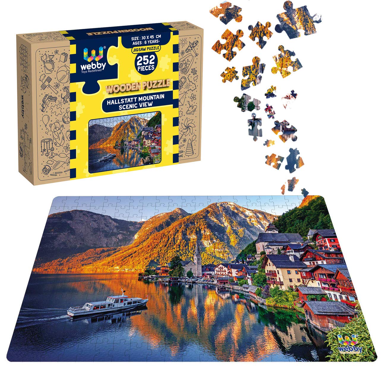 Webby Hallstatt Mountain Scenic View Wooden Jigsaw Puzzle for Kid, 252 Pieces (B08HJXJ9YY) Amazon Price History, Amazon Price Tracker