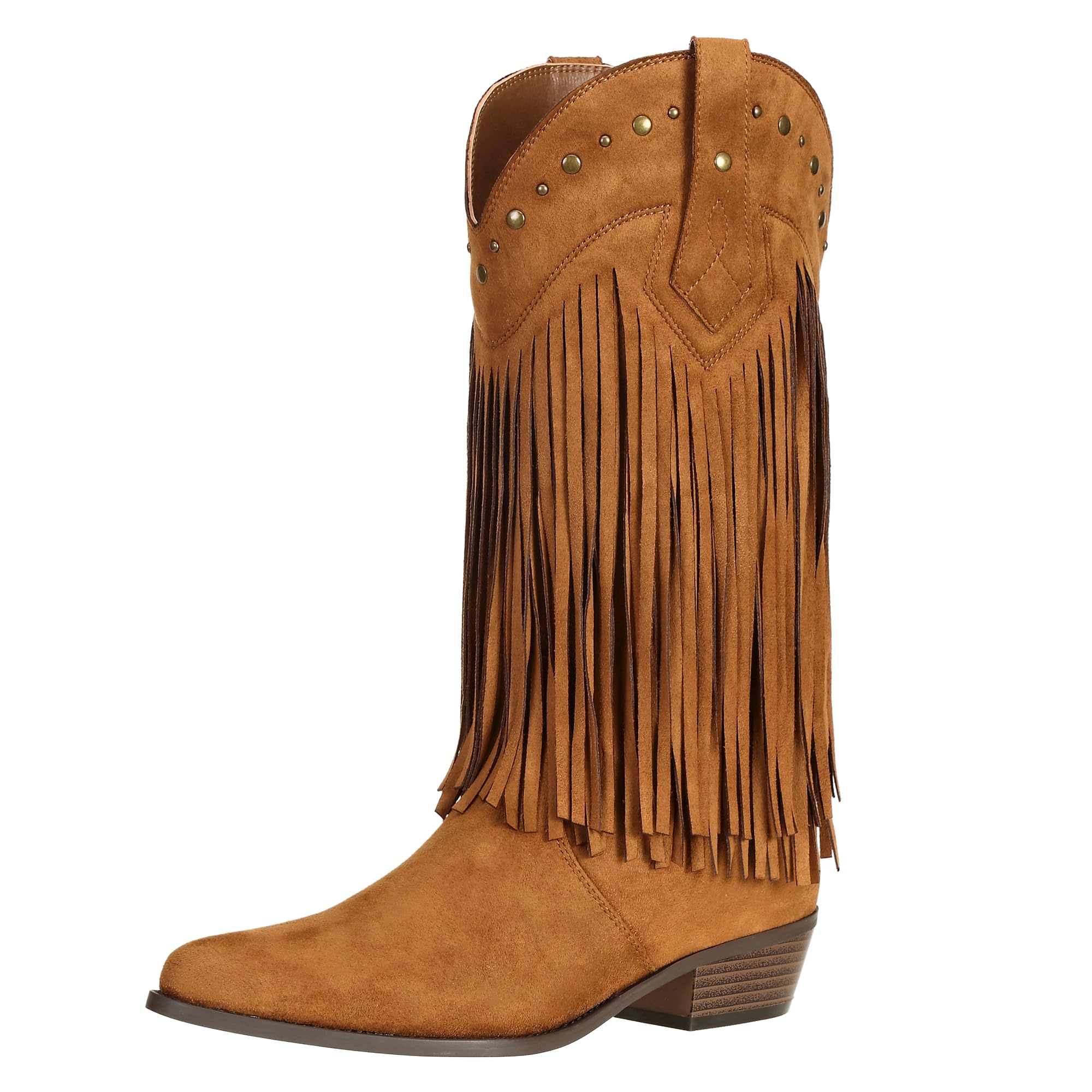 SheSole Women's Fringe Western Boots Wide Calf Riding Cowgirl Cowboy boots Black