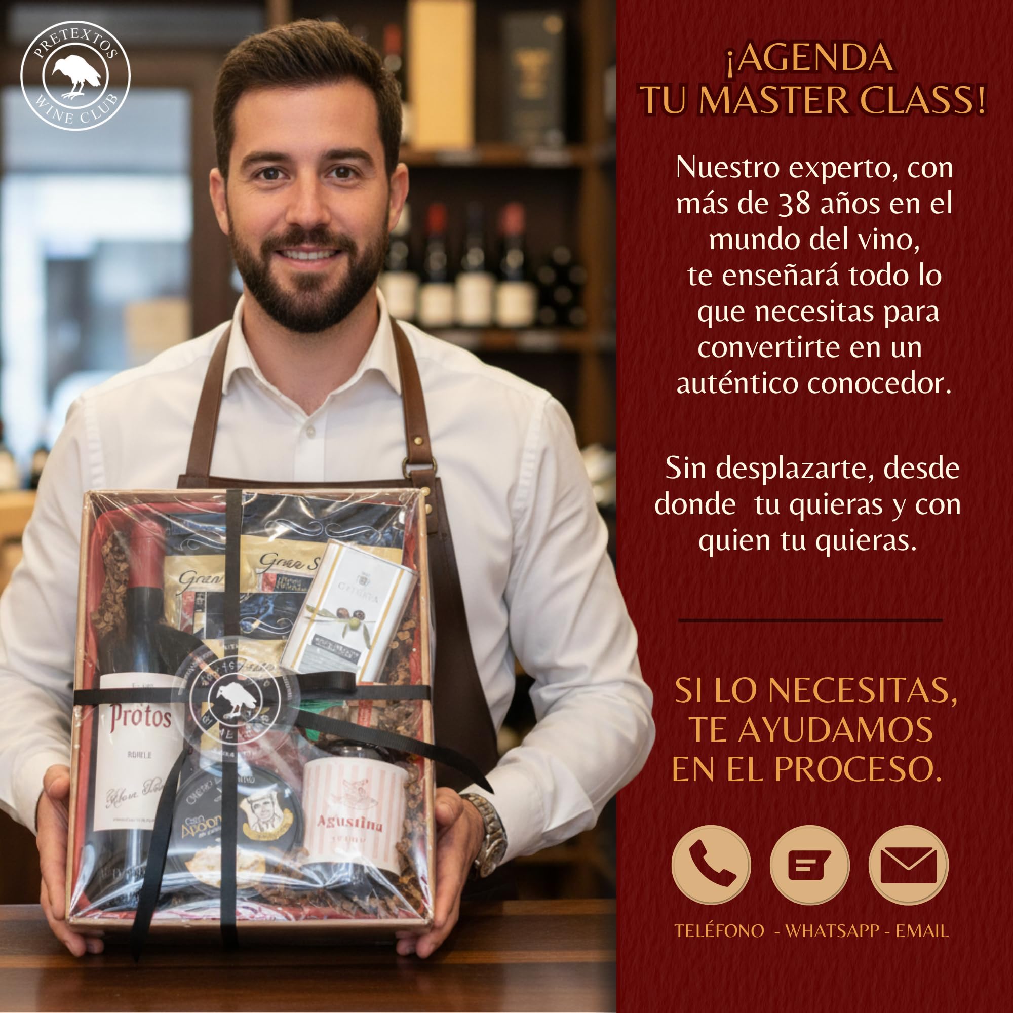 Cestas Navidad. Lote Navidad + Caja Gourmet Regalo Cata De Vino Protos Para Regalar | Regalo Cestas De Navidad Pack Regalo Vino Ribera Del Duero, Lotes De Navidad Con Ibéricos Y Aove | Cofre Regalo