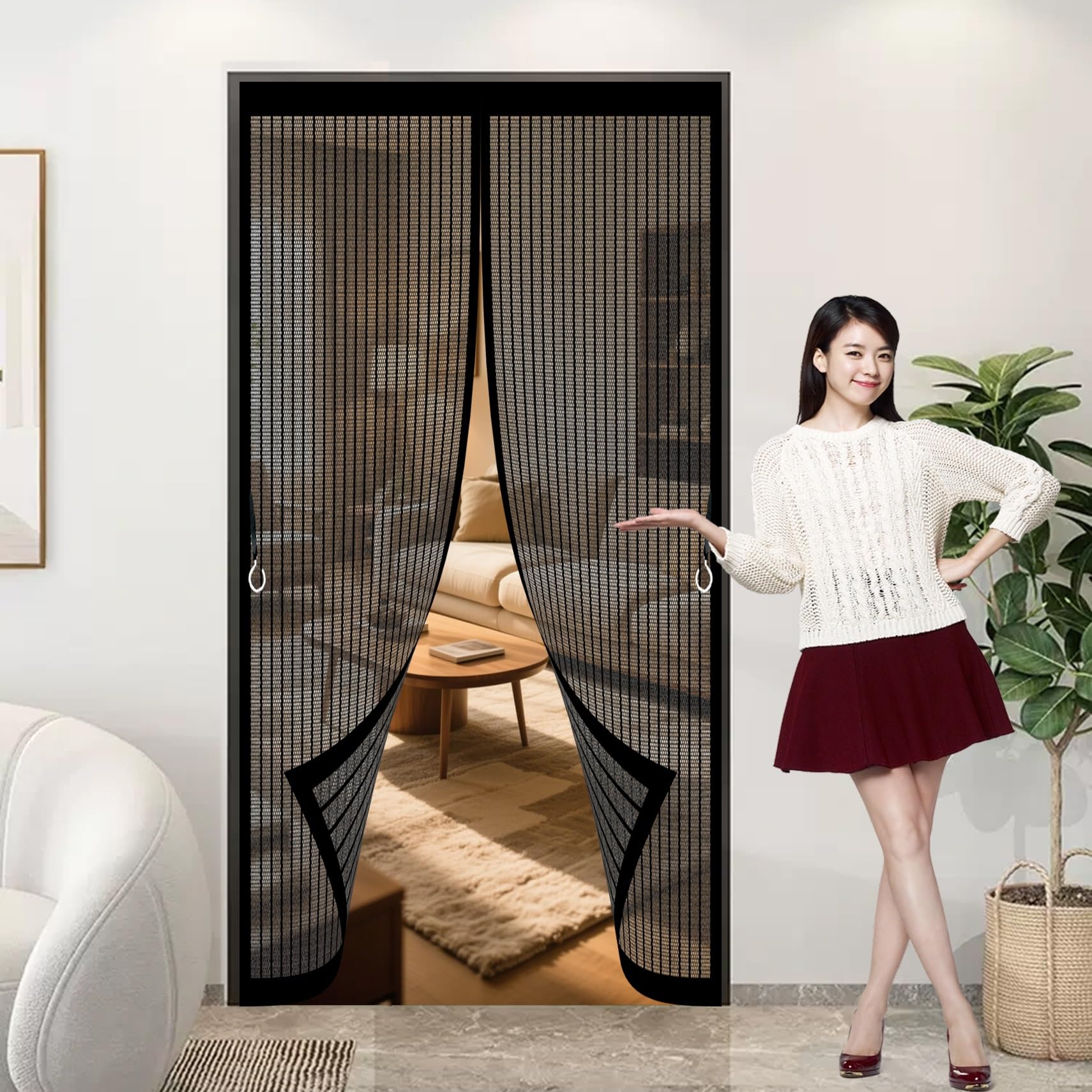 Moustiquaire pour portes 114 x 144 cm idéale pour aérer le salon en été