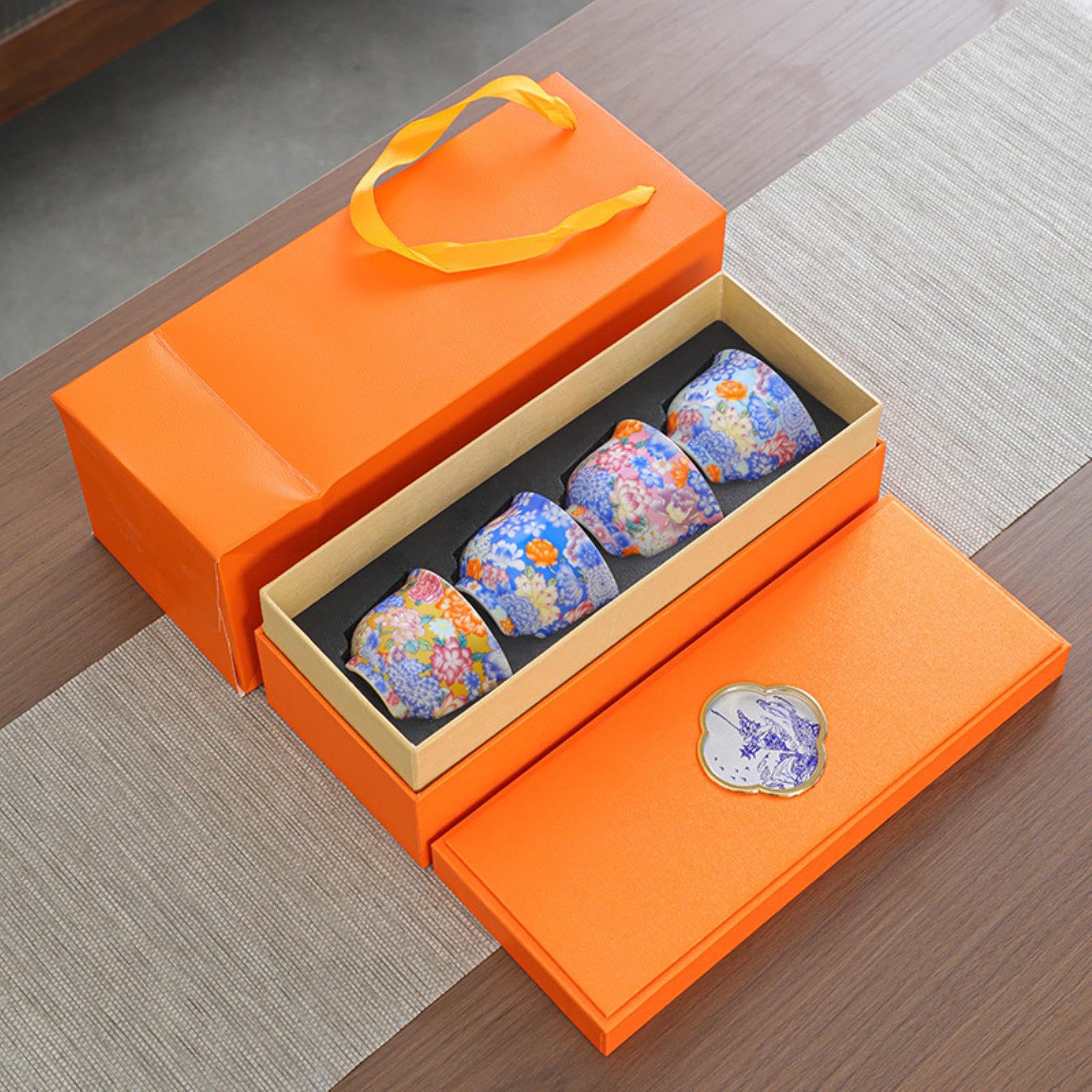 CAPIJIONG Emaille, große Schüssel, Teetasse, chinesische kreative Keramik, Kung-Fu-Tee-Set, 4 Schachteln mit Wanhua-Emaille-Farbe, 150 ml