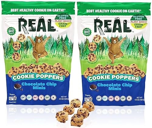 REAL Mini galletas con chispas de chocolate, galletas horneadas semisuaves sin gluten, sin lácteos, veganas, kosher, paleo, deliciosas mini galletas