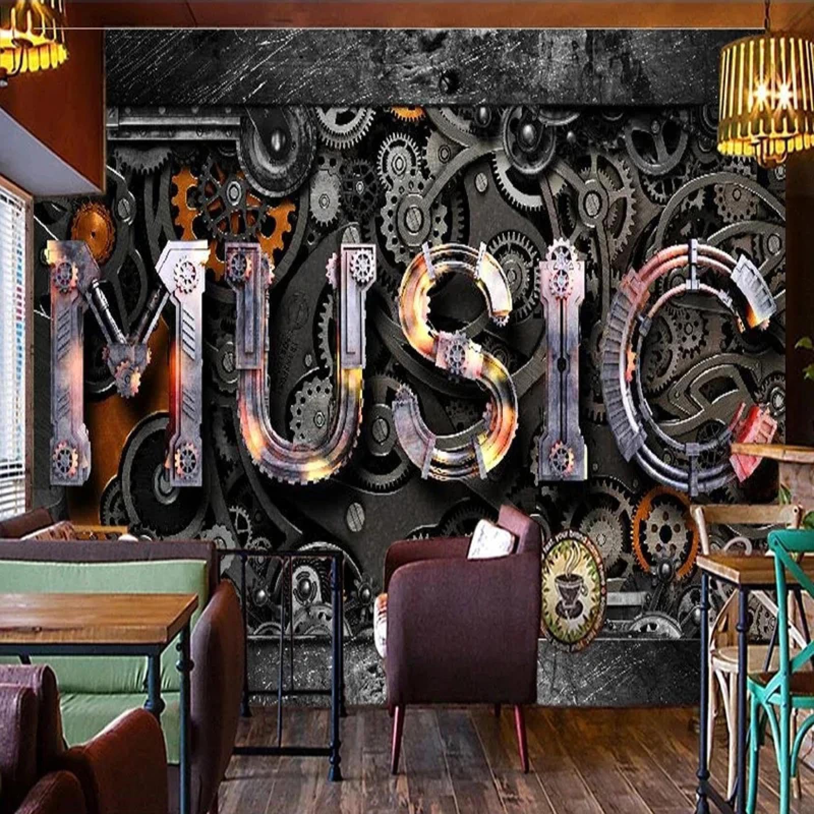 Mural Salon 3D Tapeta Nostalgia Vintage Styl Przemysłowy Muzyczna Muzyczna Dekoracja Ścienna W Sypialni