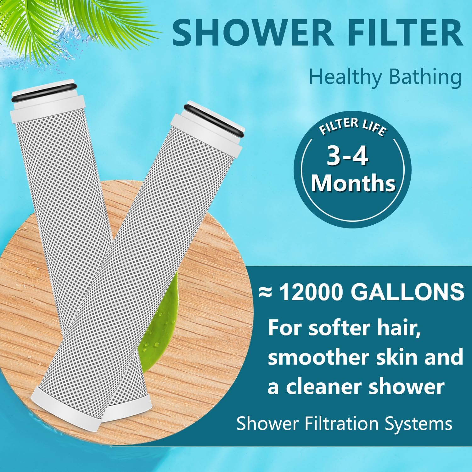 4-Pack 2.0 Carbon Replacement Shower Filter Cartridge Compatible with Cobbe Plus Handheld Shower Head,Water Softener Filter for Hard Water Reduce Chlorine and Harmful Substances