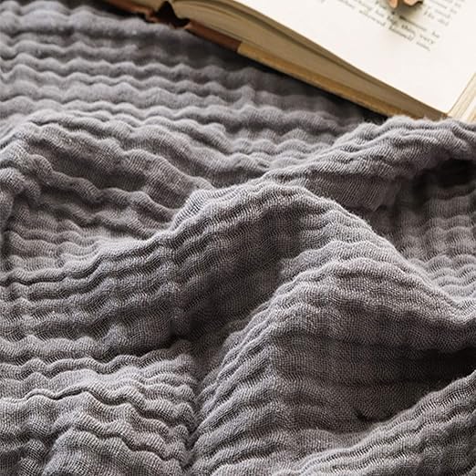 EMME Cotton, Muslin Throw Blanket for Couch Bed 4-Layer Breathable Gauze Blanket for All Season Soft and Lightweight Blankets for Adults (Grey, 55"x75")