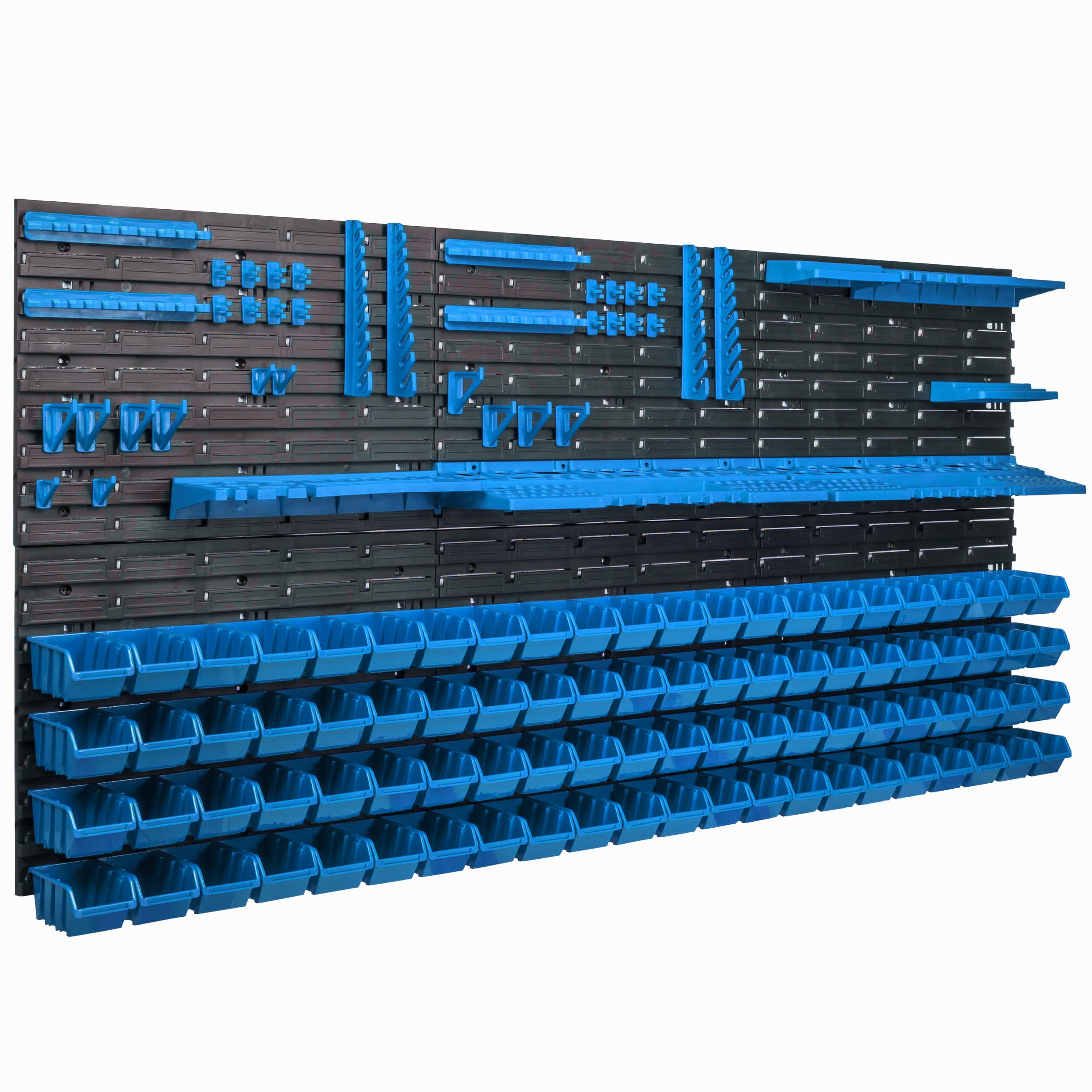 Estantería de pared de 173 x 78 cm, soportes para herramientas, 88 unidades apilable cajas de almacenamiento placas de pared extrafuertes estantería ampliable estantería de taller