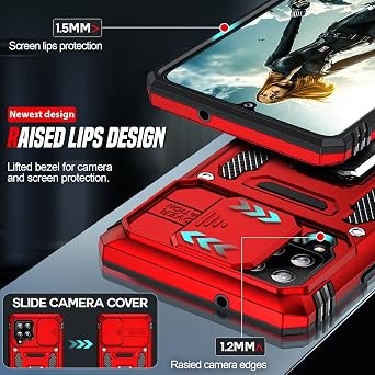 LeYi Compatible for Samsung Galaxy A42 5G Case: Galaxy A42 5G Phone Case with 2X Samsung Galaxy A42 5G Screen Protector Tempered Glass, Full Body Protection Cell Phone Funda de A 42, Red