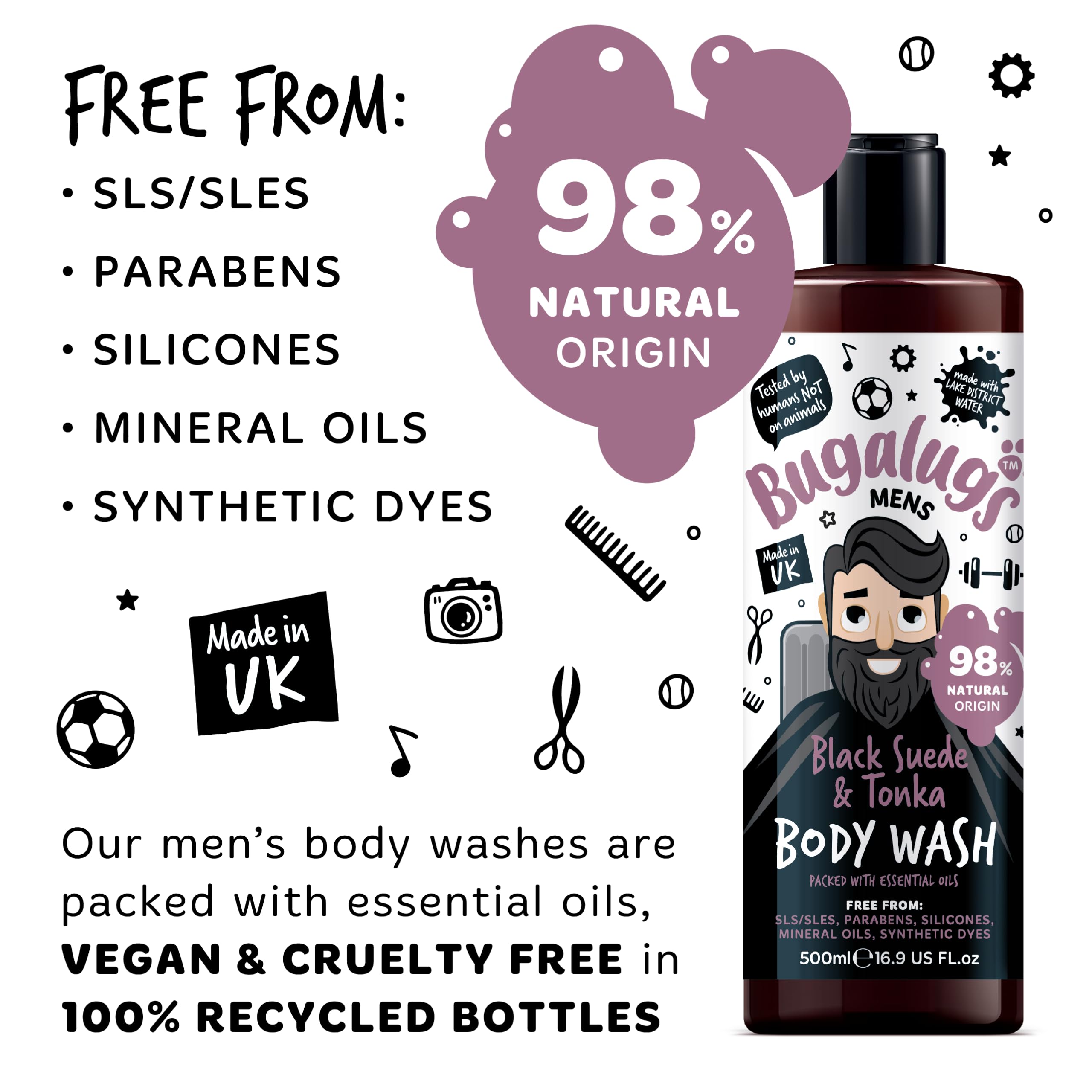 BUGALUGS Mens Shower Gel 500ml - Image 3