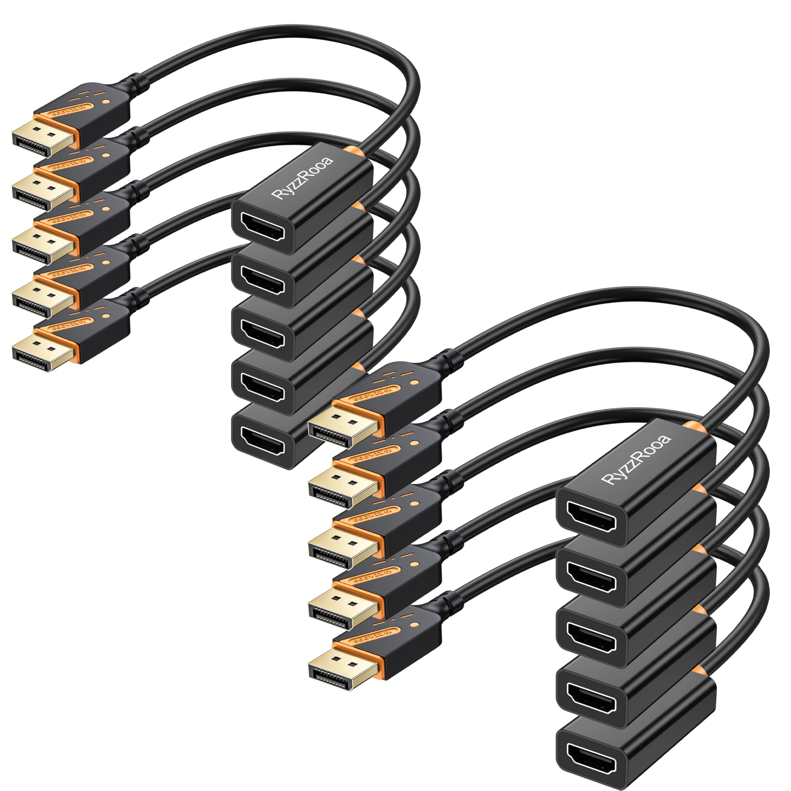 4K Display Port to HDMI Adapter, 10 Pack, 10.2Gbps DP 1.2 to HDMI 1.4 Adapter, Uni-Directional（Male to Female） Compatible with Monitor, Laptop, PC, Projector