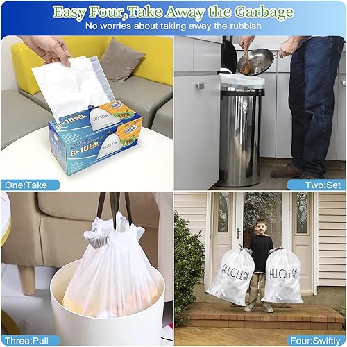 Miniatura 6 de Bolsas de basura ultra fuertes de 8 a 10 galones, cuerda mediana de cocina, bolsas de basura de plástico para almacenamiento de alimentos para