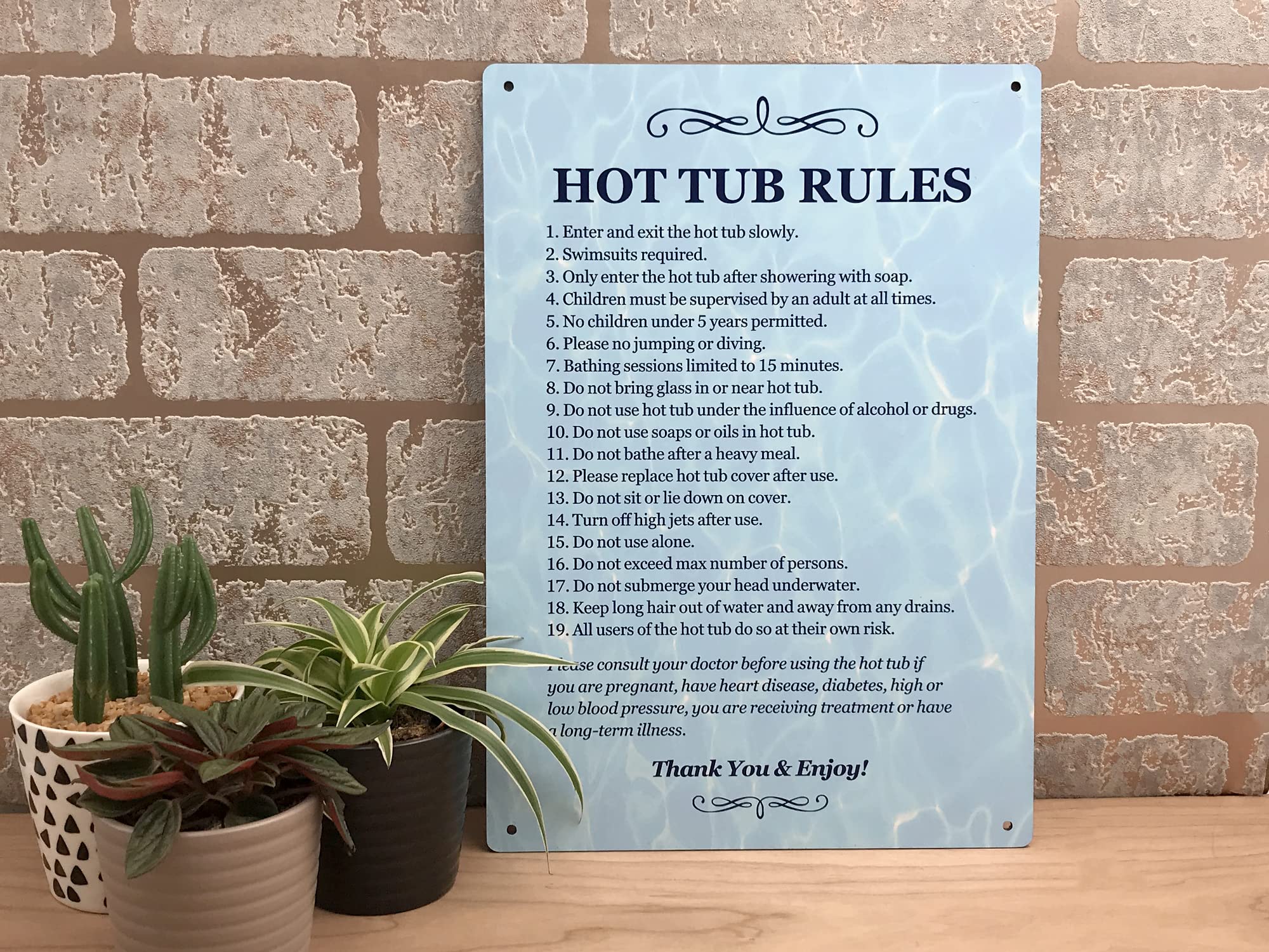 Origin Hot Tub Rules Sign - Blue, Aluminium, Modern Style, Hot Tub Signage, Wall Mount, 210mm high x 297mm wide x 3mm depth - Image 4
