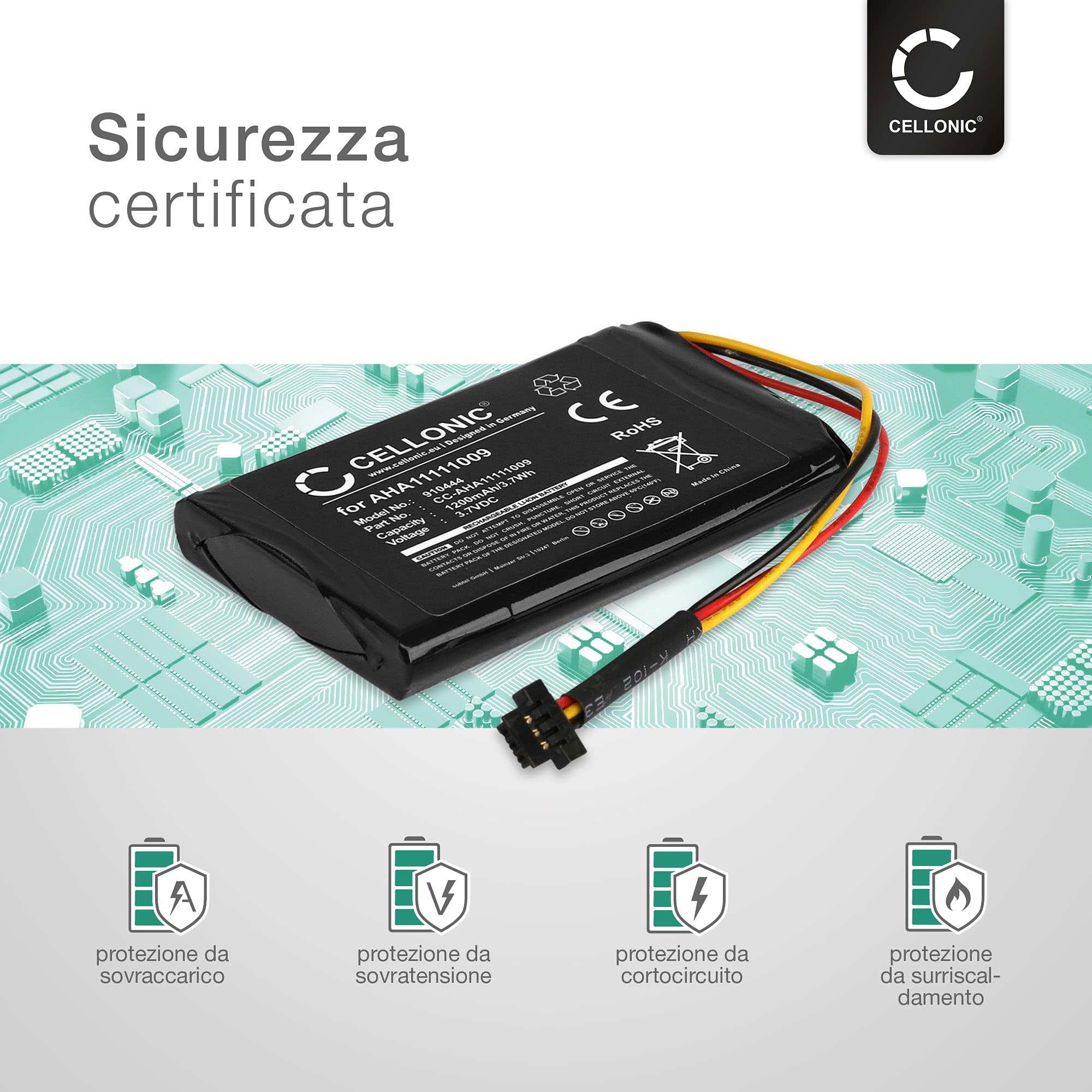 CELLONIC 1x Batteria per Navigatore GPS Compatibile con TomTom Go 600, Go 60, Start 62, VFAS – (1200mAh, 3.7V) + Set di strumenti 17pz