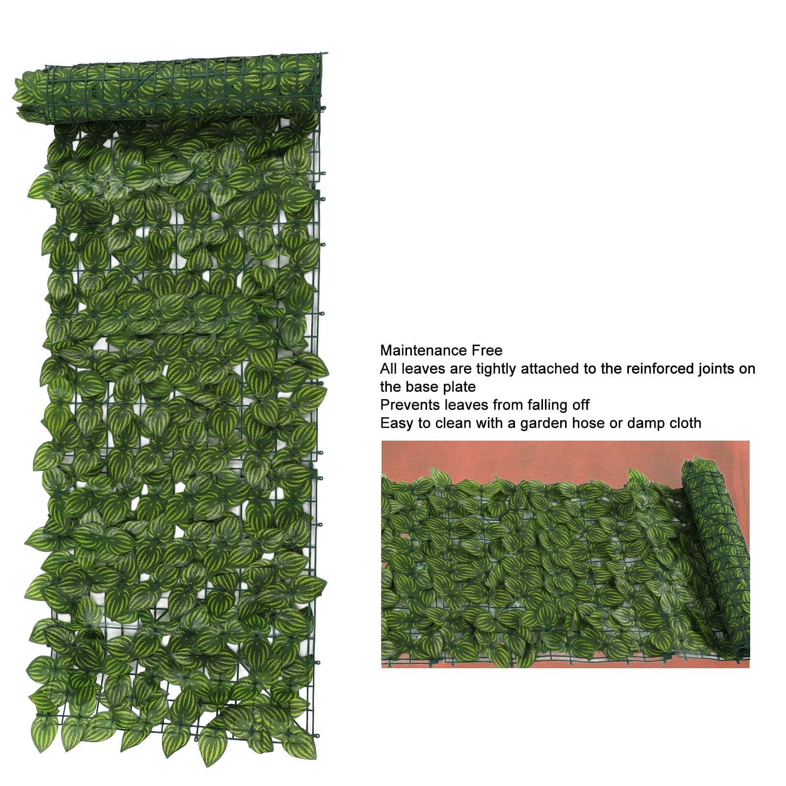 Künstliche Hecke, Kunststoff, Sichtschutzzaun mit künstlichen Blättern, dekorative Wand für Garten und Balkon, UV-beständig, einfach zu installieren (Wasserblätter)