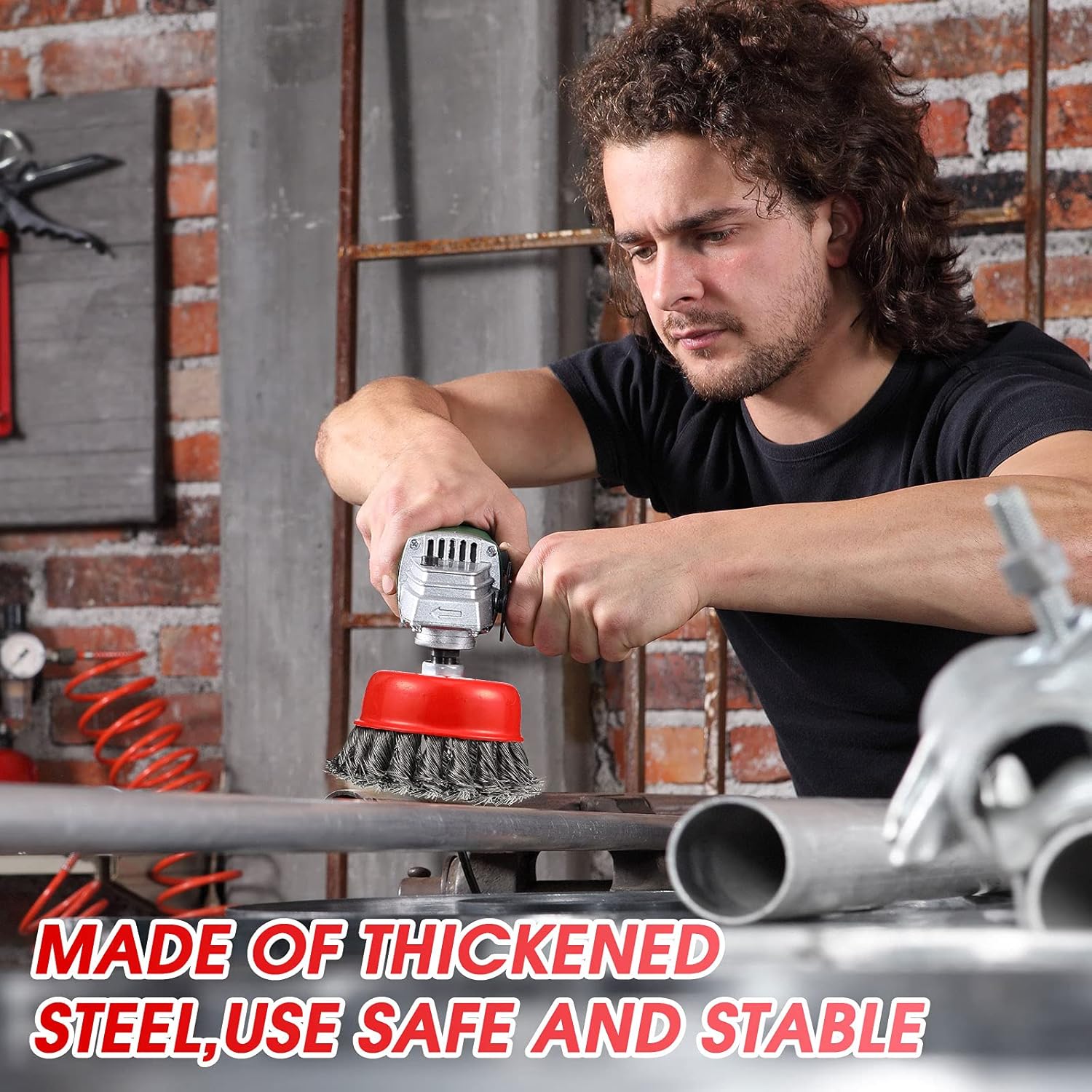 4 Inch Wire Wheel Brush Cup Brush Set, Coarse Crimped Twisted Knotted Cup Brush, 5/8 Inch-11 Threaded Arbor 0.002 Inch Carbon Steel for Angle Grinder, Heavy Cleaning Rust Stripping Abrasive (3): Industrial & Scientific