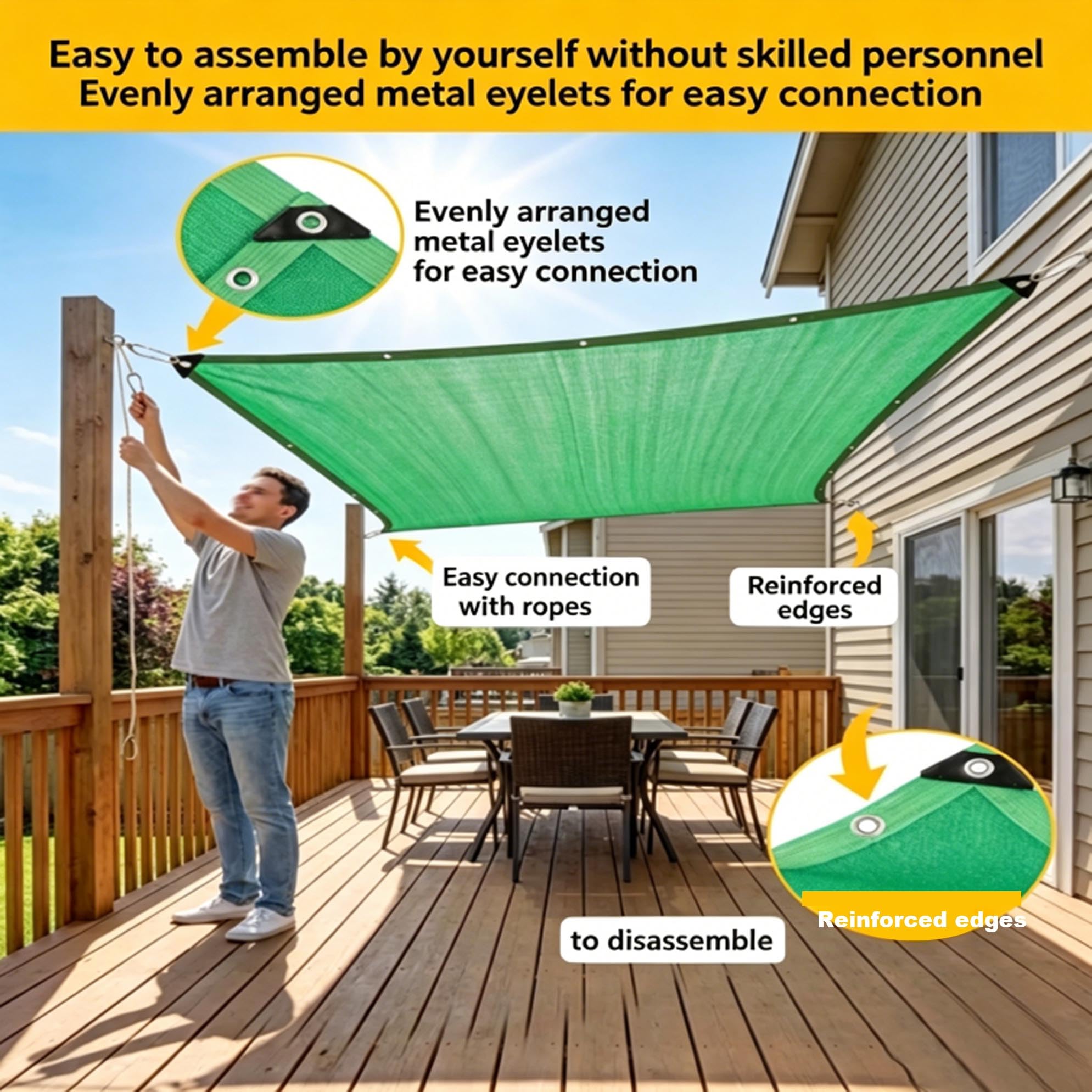 Malla Sombra Verde 90% de sombreado, Tela Transpirable para balcón, jardín y Camping Caravana