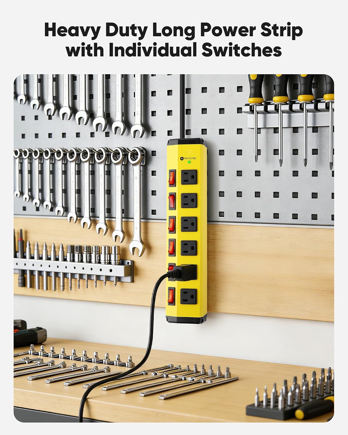 KeBen Heavy Duty Surge Protector,6 Outlets Individual Switches,25FT/15A