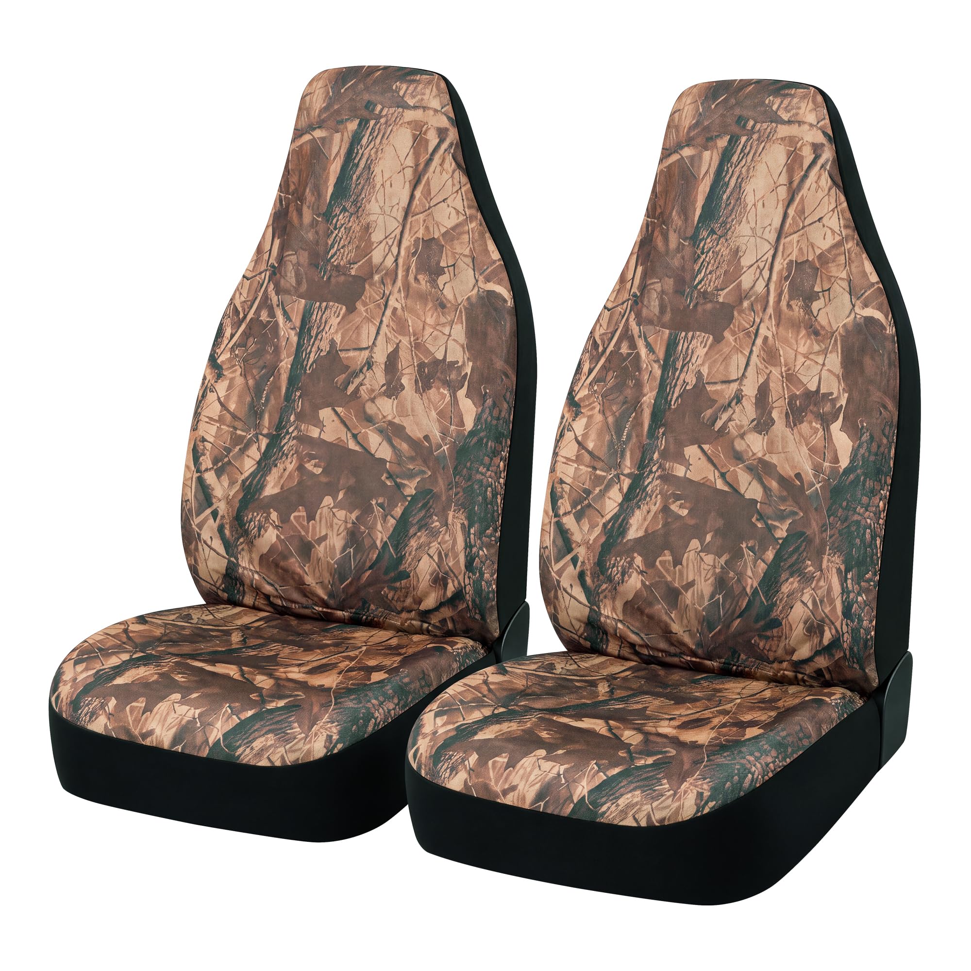 TOYOUN Camo Universal Front Car Seat Covers Waterproof Highback Bucket Design -Fit Most Cars, Trucks, SUVS, Vans 2 PCS Auto Fabric Covers Camouflage Forest Pattern Car Seat Protector
