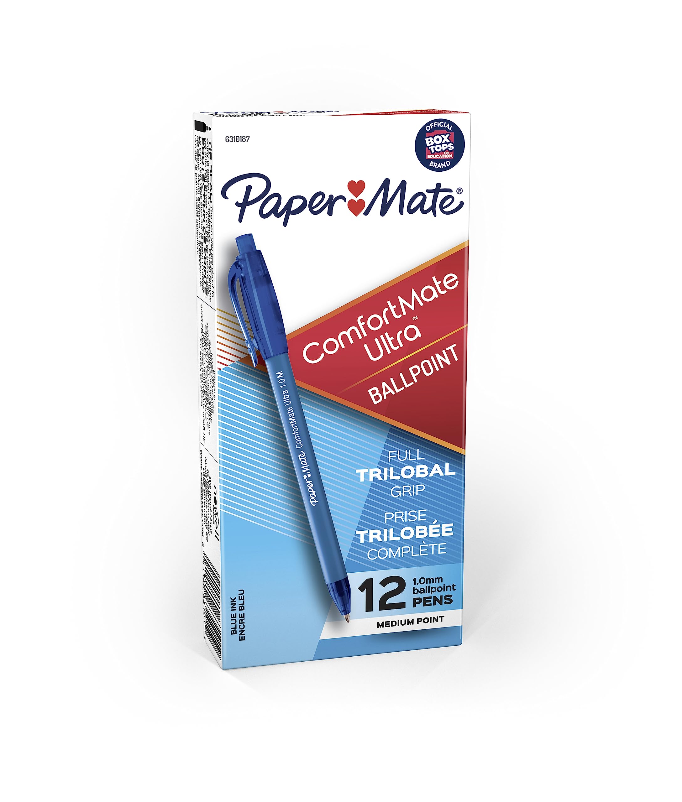 Paper Mate 6310187 ComfortMate Retractable Ballpoint Pens, Medium Point, Blue, 12 Count