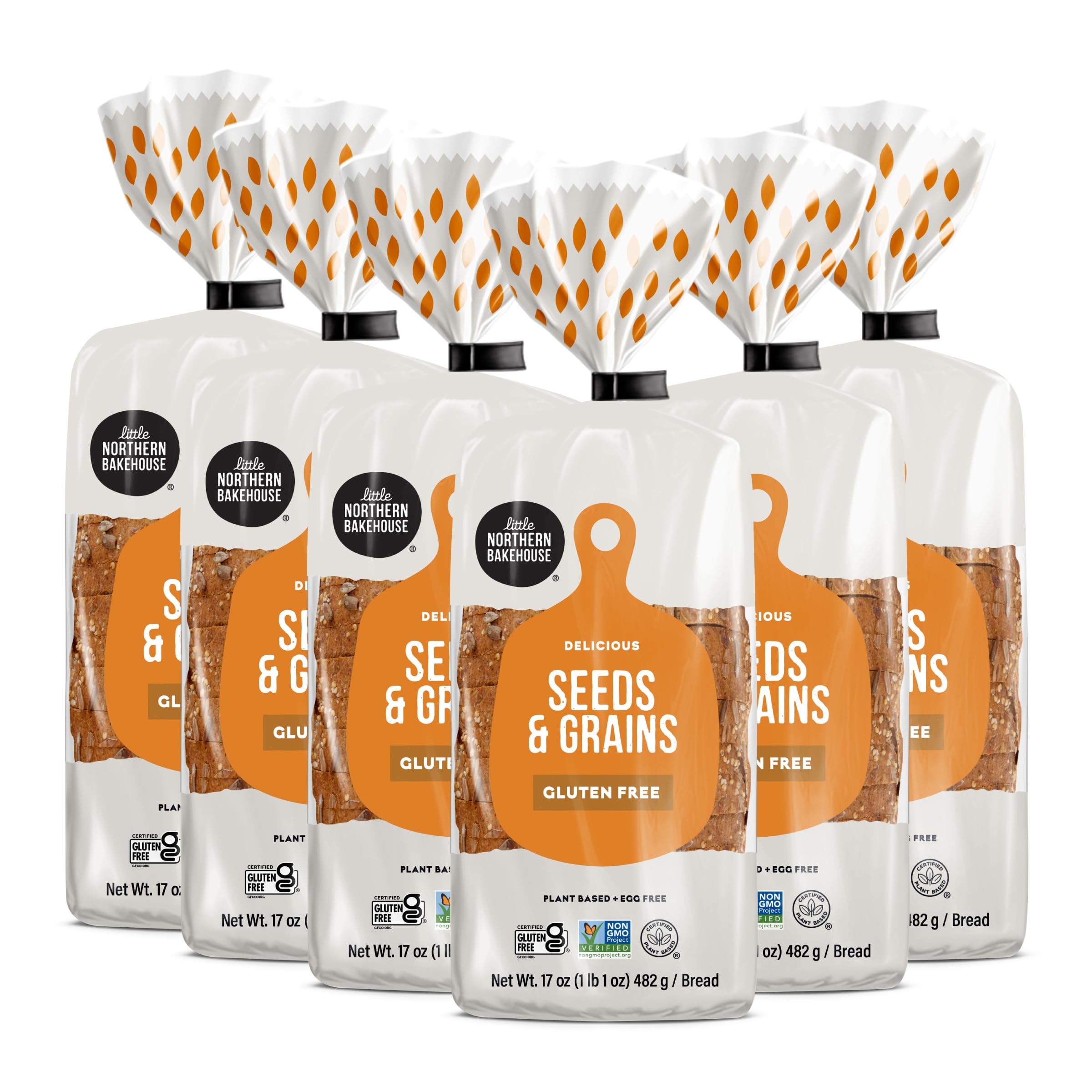 Little Northern Bakehouse Cinnamon & Raisin Gluten Free Bread, Vegan Bread, Non-GMO and Allergy-Friendly Sliced Bread for Gluten Free Food, Meals, Snacks - Seeds & Grains (6 pack, 17 oz. each)