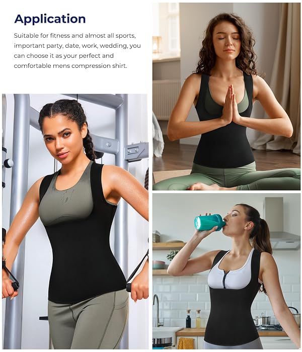 Women's Sport Hot Sweat Slimming Neoprene Shirt Vest Body Shapers for Weight Loss No Zipper Gray Sauna Tank Top Shirt (Black Neoprene Shirt Vest, XXXL(US 26)) by TAILONG - Image 6