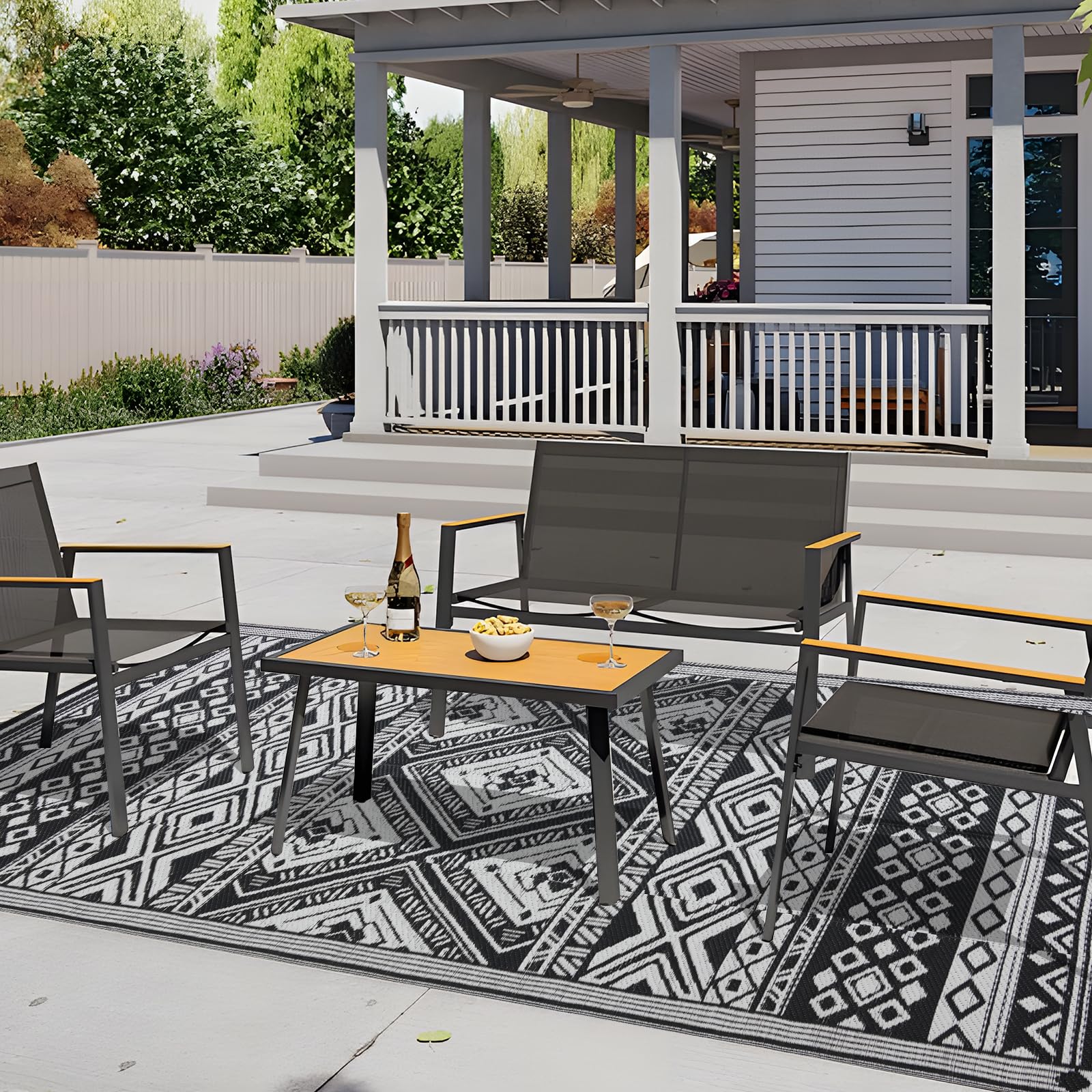 YONILE Outdoor Plastic Rug 180x270cm, Reversible Waterproof Outdoor Plastic Straw Rug for Patios Clearance,Balcony, Camping, Back Garden, Patio