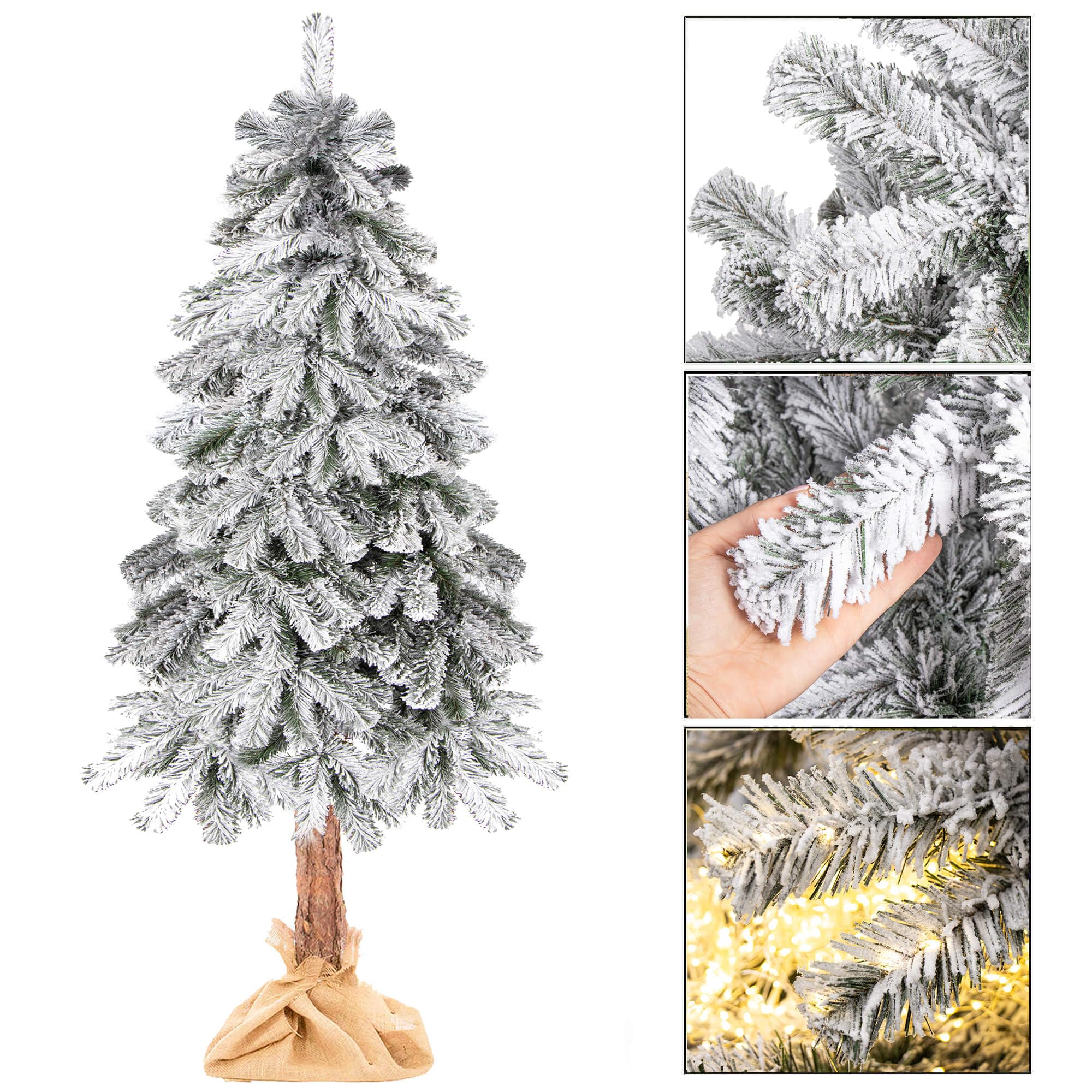 SPRINGOS Arbre de Noël Artificiel épicéa avec Tronc Naturel Neige Artificielle 180 cm