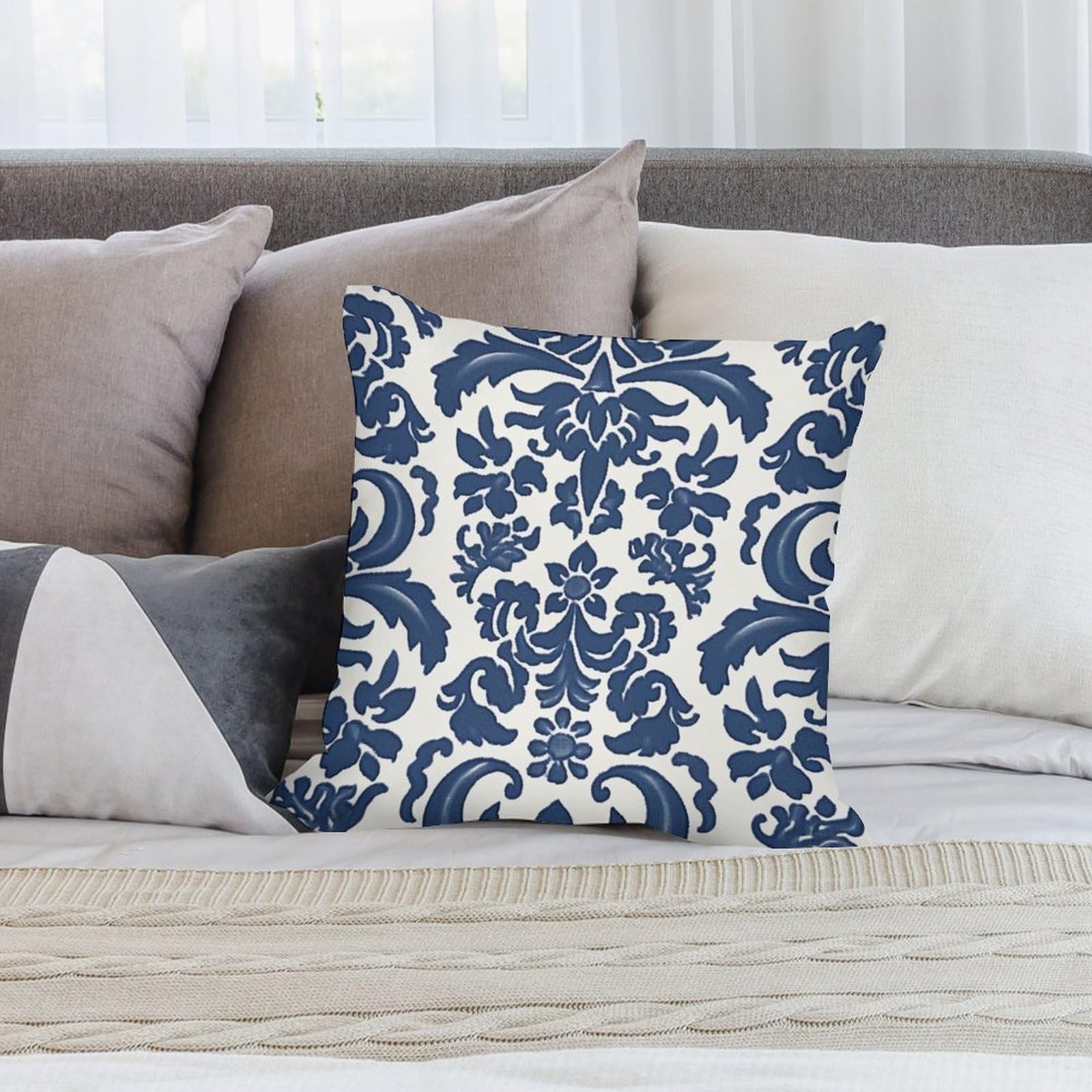 Homey COZY Federa Per Cuscino 50x50 Cm In Velluto Blu Indaco - Morbida, Soffice E Lusuosa, Con Cerniera Nascosta - Solo Federa Decorativa Per Divano E Letto