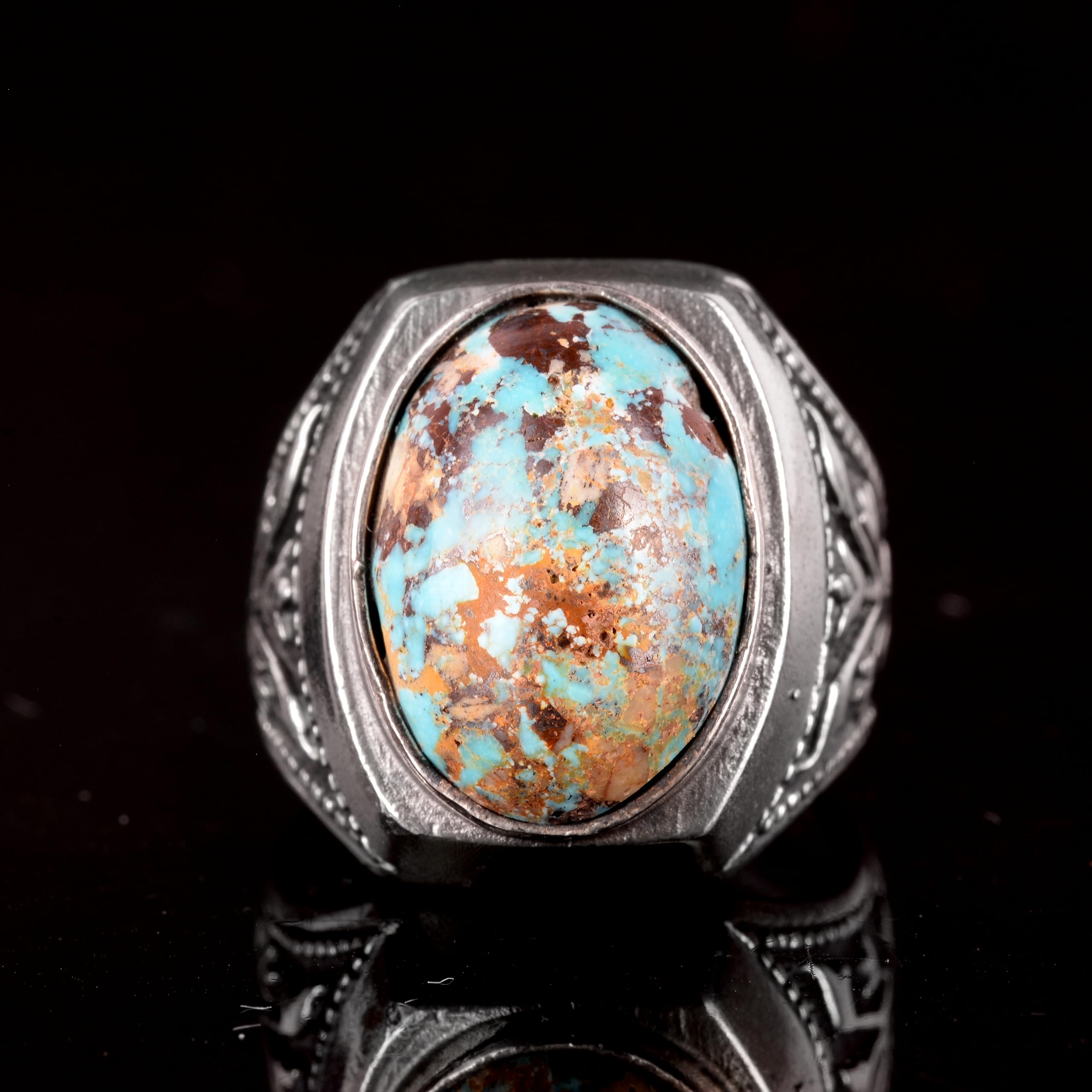 Anillo de plata de ley 925 para hombre, piedra preciosa turquesa natural, hecho a mano