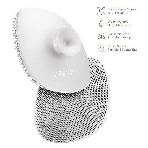 Miniatura 4 de GESKE SmartAppGuided Cepillo facial  4 en 1  Cepillo de limpieza facial profesional con mango  Cepillo facial de silicona suave para limpieza de la