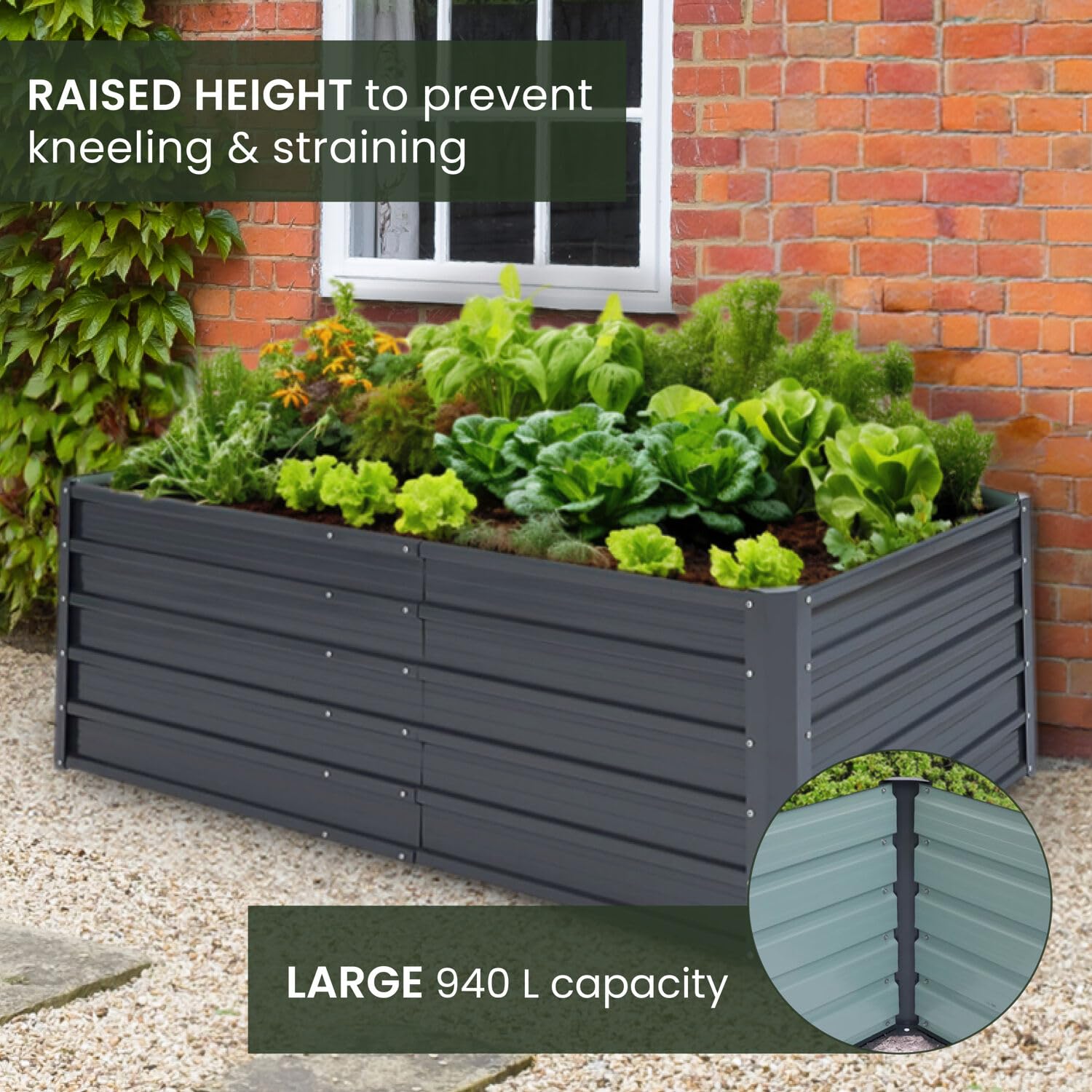 Amazon.com: Hanover 71-in. Raised Garden Bed for Flowers, Herbs