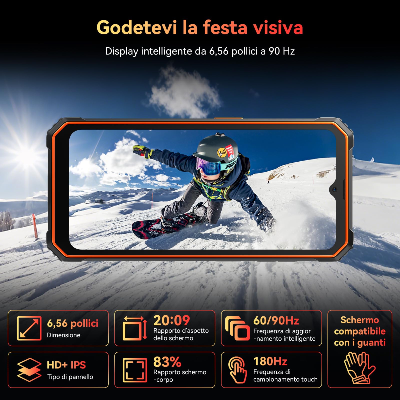 Blackview BV4800SE Android 15 Rugged Smartphone, 12GB(4+8)+64GB/2TB TF Octa Core, 90Hz 6.56" Schermo, Telefono Indistruttibile Cellulare Robusto, 16MP con Gemini AI, NFC/Face ID/Dual 4G/IP68/IP69K